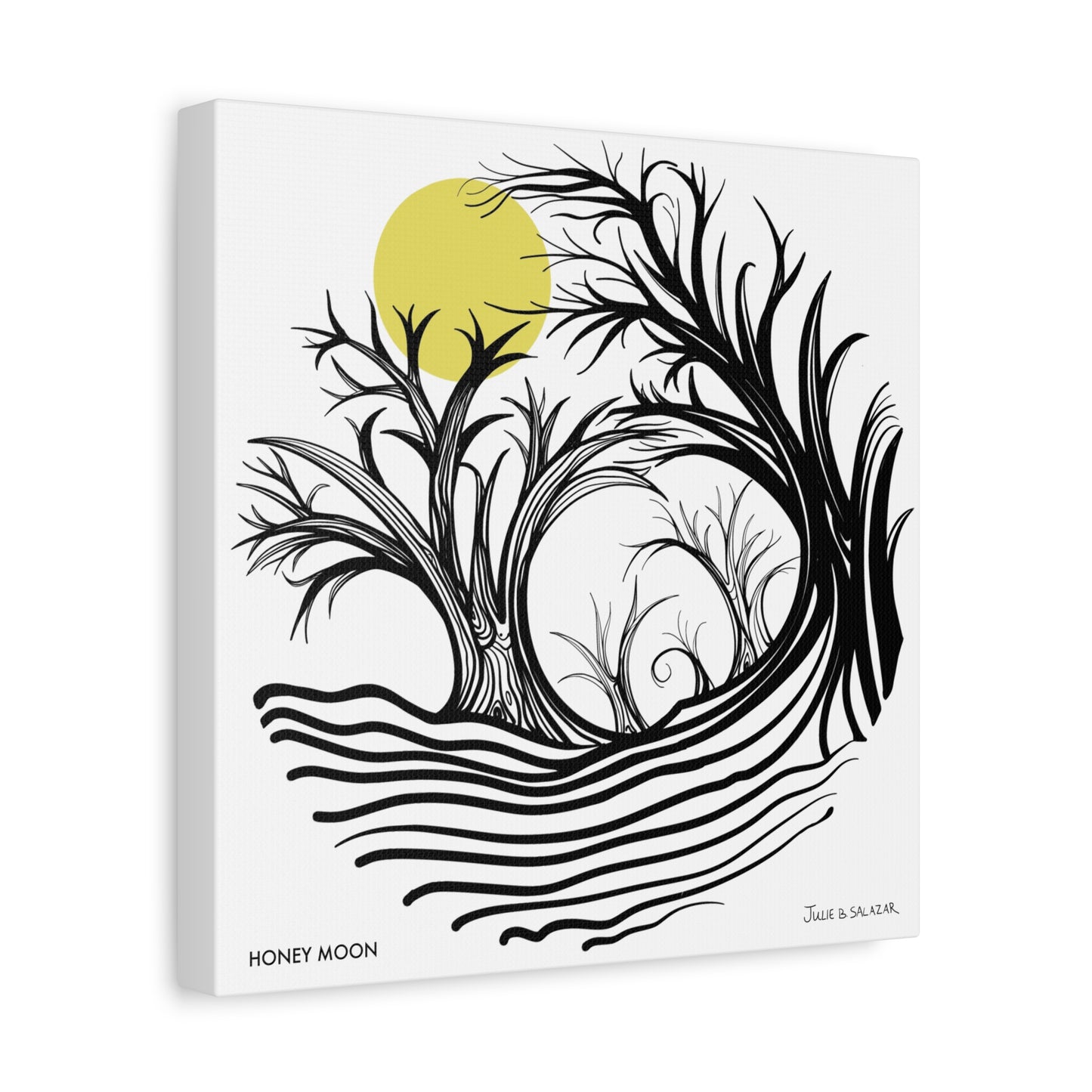 “Honey Moon”, IMAGINE™ Series, Hand-Drawn Art Print, Wall Art Collection, Stretched Canvas , 6 x 6 inches, 20 x 20 inches, 36 x 36 inches, plus 7 More Sizes