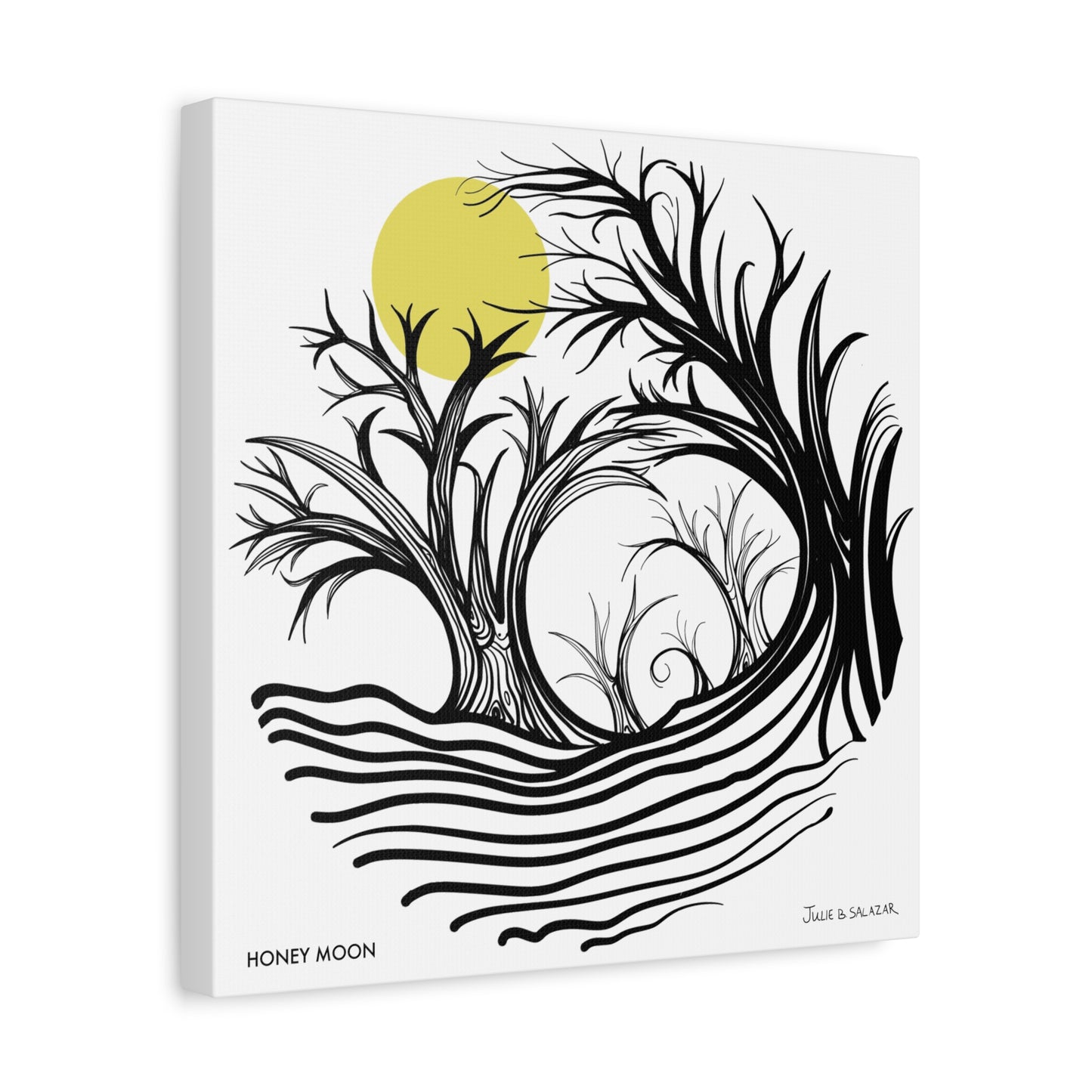 “Honey Moon”, IMAGINE™ Series, Hand-Drawn Art Print, Wall Art Collection, Stretched Canvas , 6 x 6 inches, 20 x 20 inches, 36 x 36 inches, plus 7 More Sizes