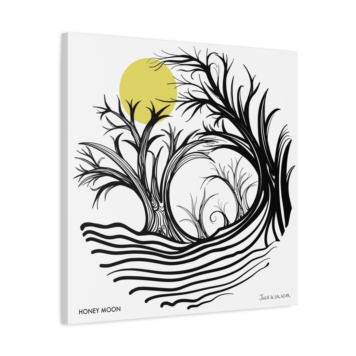 “Honey Moon”, IMAGINE™ Series, Hand-Drawn Art Print, Wall Art Collection, Stretched Canvas , 6 x 6 inches, 20 x 20 inches, 36 x 36 inches, plus 7 More Sizes