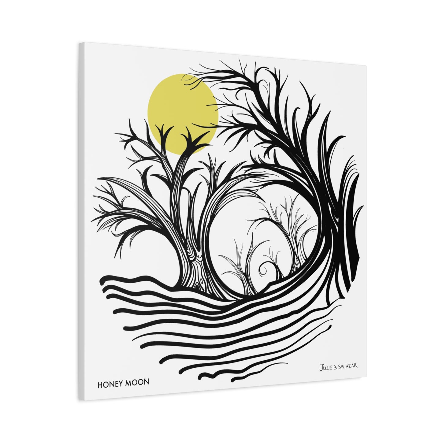 “Honey Moon”, IMAGINE™ Series, Hand-Drawn Art Print, Wall Art Collection, Stretched Canvas , 6 x 6 inches, 20 x 20 inches, 36 x 36 inches, plus 7 More Sizes