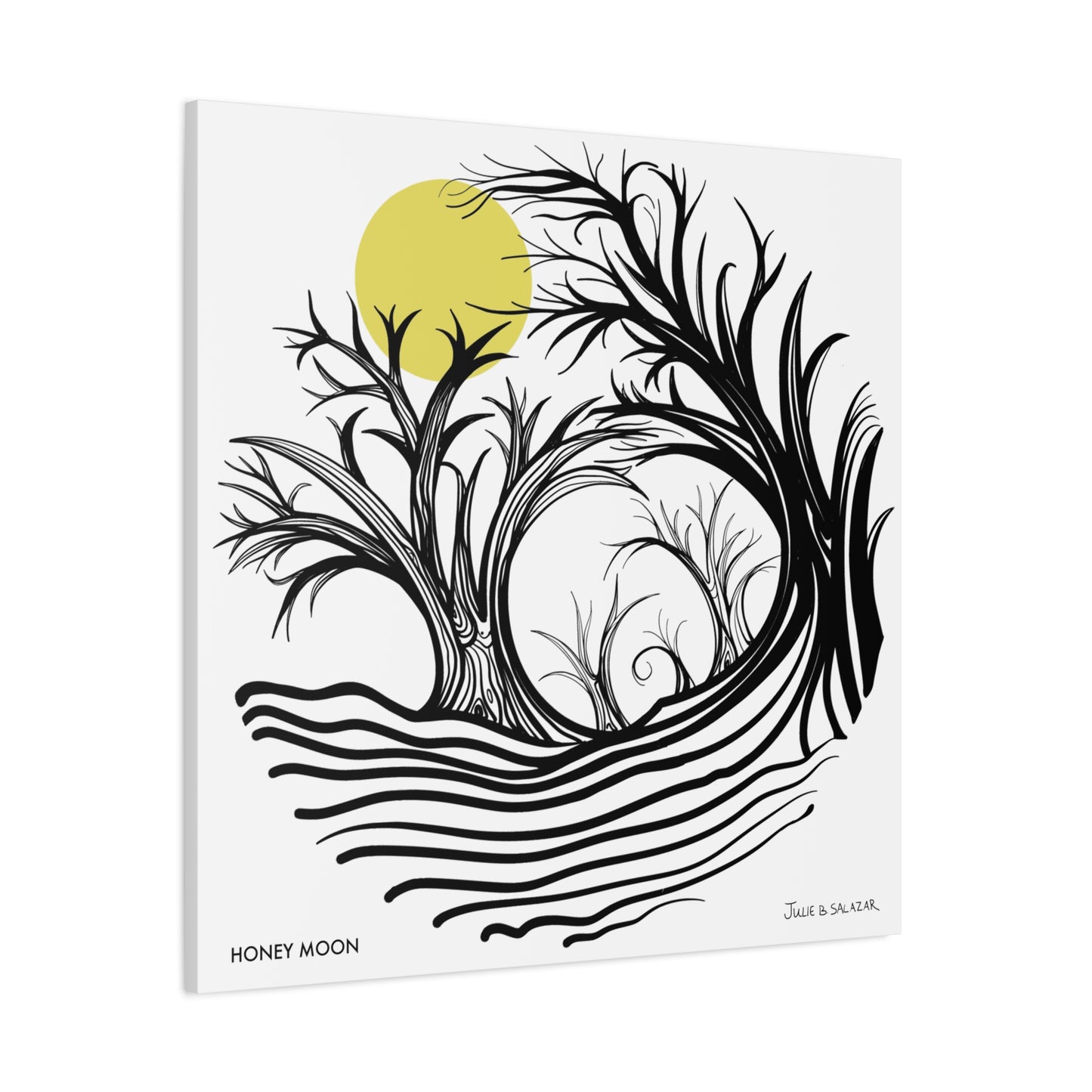 “Honey Moon”, IMAGINE™ Series, Hand-Drawn Art Print, Wall Art Collection, Stretched Canvas , 6 x 6 inches, 20 x 20 inches, 36 x 36 inches, plus 7 More Sizes
