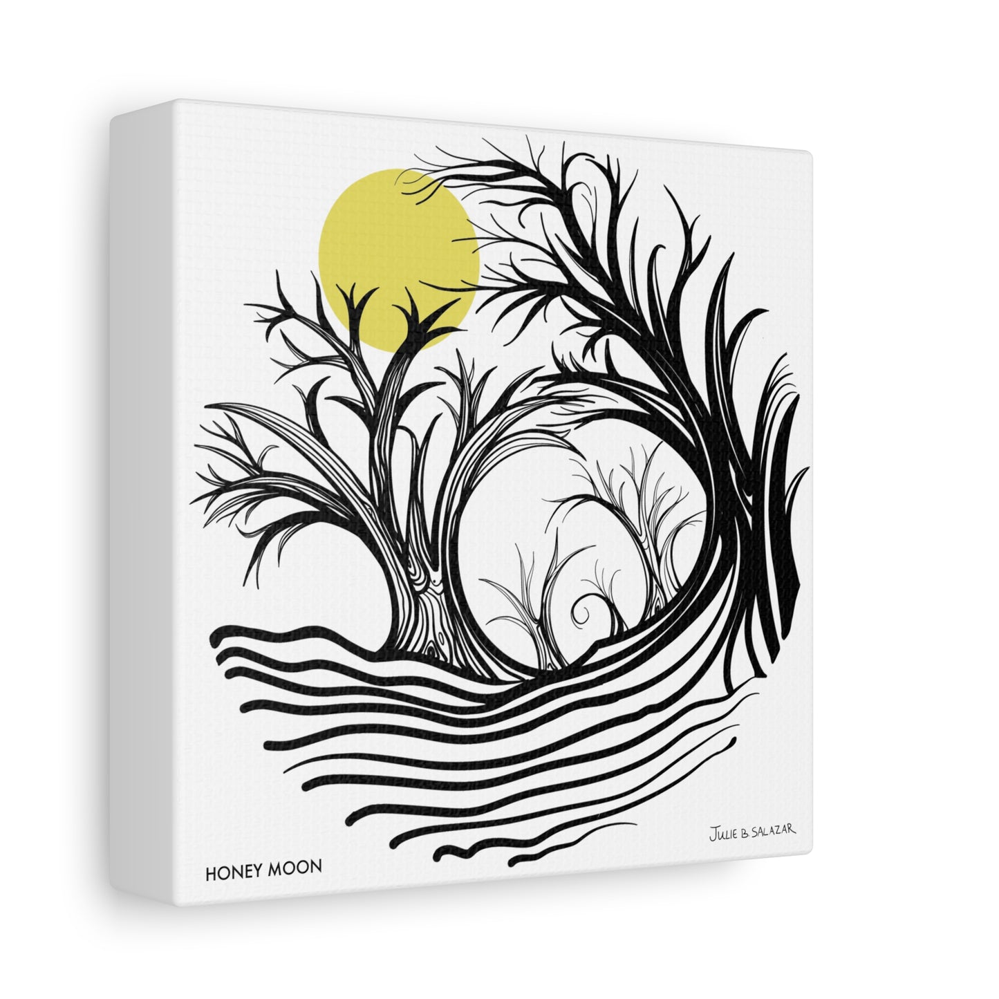 “Honey Moon”, IMAGINE™ Series, Hand-Drawn Art Print, Wall Art Collection, Stretched Canvas , 6 x 6 inches, 20 x 20 inches, 36 x 36 inches, plus 7 More Sizes