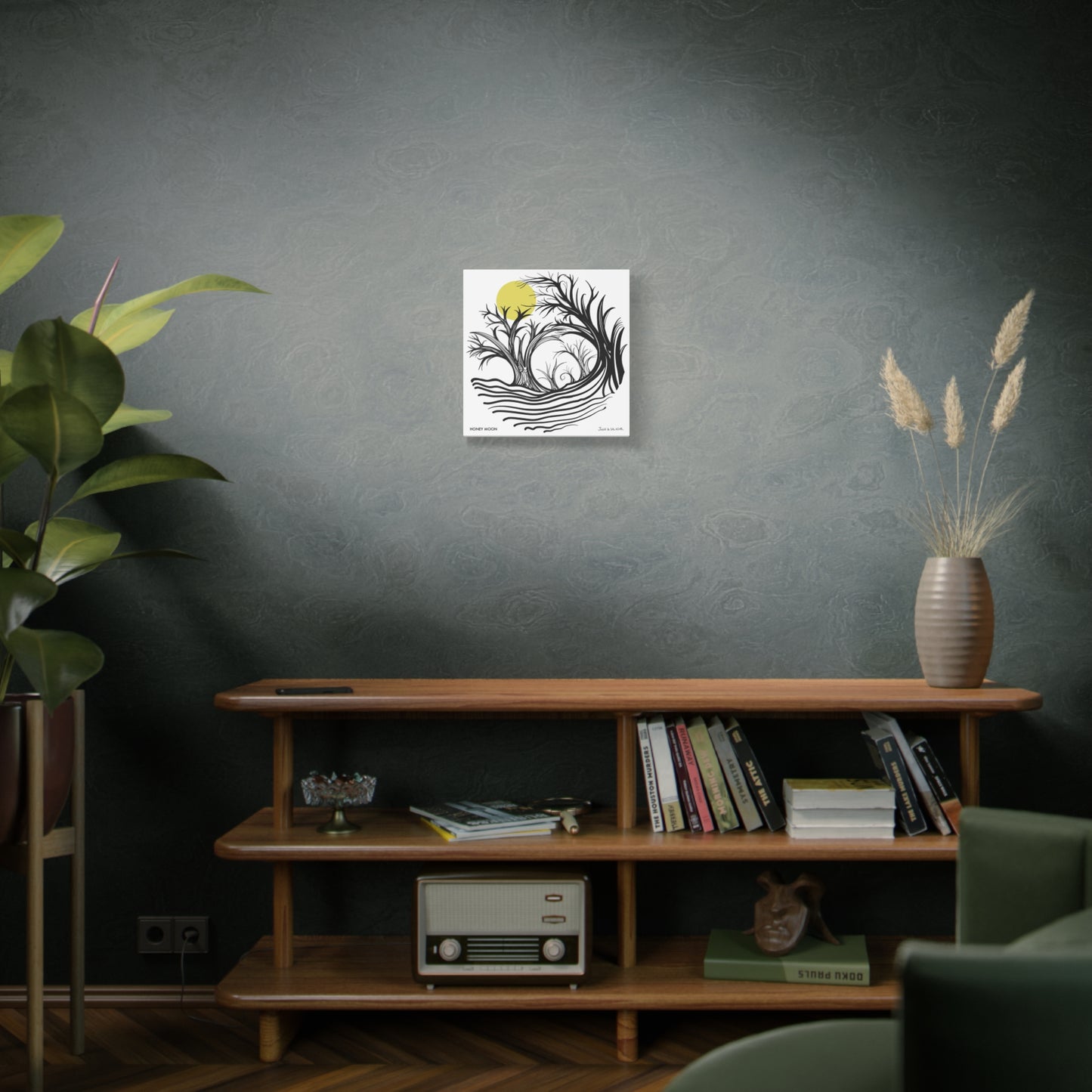 “Honey Moon”, IMAGINE™ Series, Hand-Drawn Art Print, Wall Art Collection, Stretched Canvas , 6 x 6 inches, 20 x 20 inches, 36 x 36 inches, plus 7 More Sizes