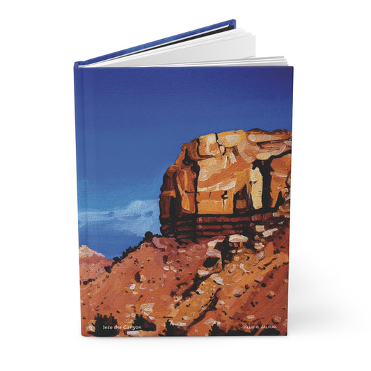 "Into the Canyon", Southwest Landscape, Oil on Canvas Art Print, Hardcover Journal—Lined or Blank