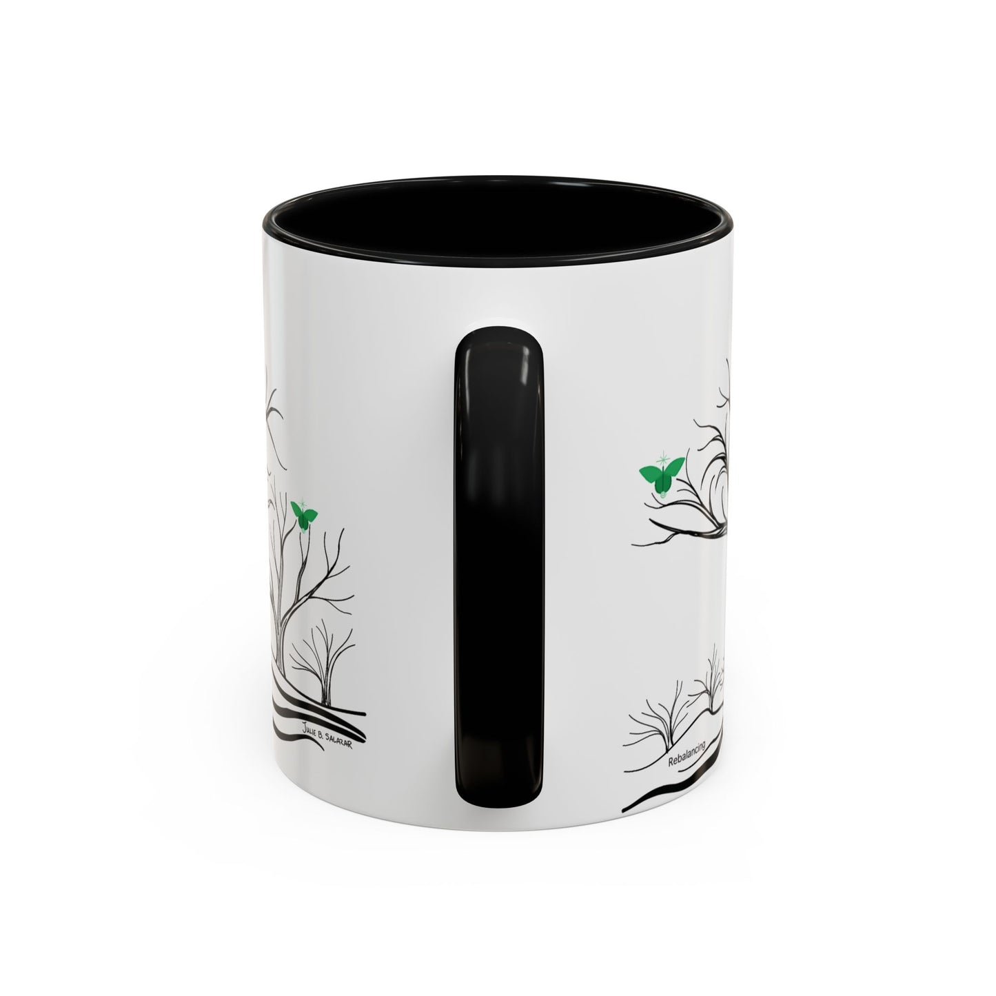 "Rebalancing", IMAGINE™ Series, Hand-Drawn Art Print, White Ceramic Accent Mug—4 of 7 Butterfly Graces Collection—15 oz or 11 oz