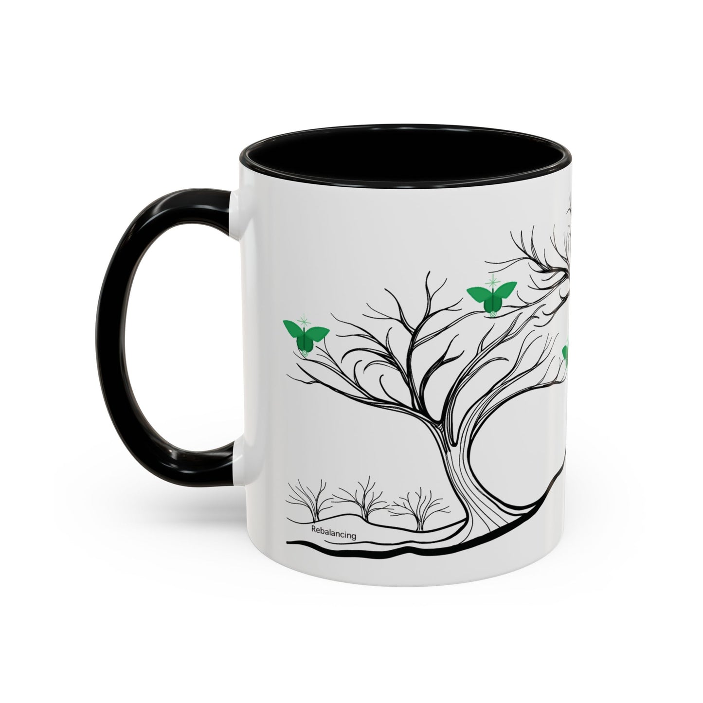 "Rebalancing", IMAGINE™ Series, Hand-Drawn Art Print, White Ceramic Accent Mug—4 of 7 Butterfly Graces Collection—15 oz or 11 oz