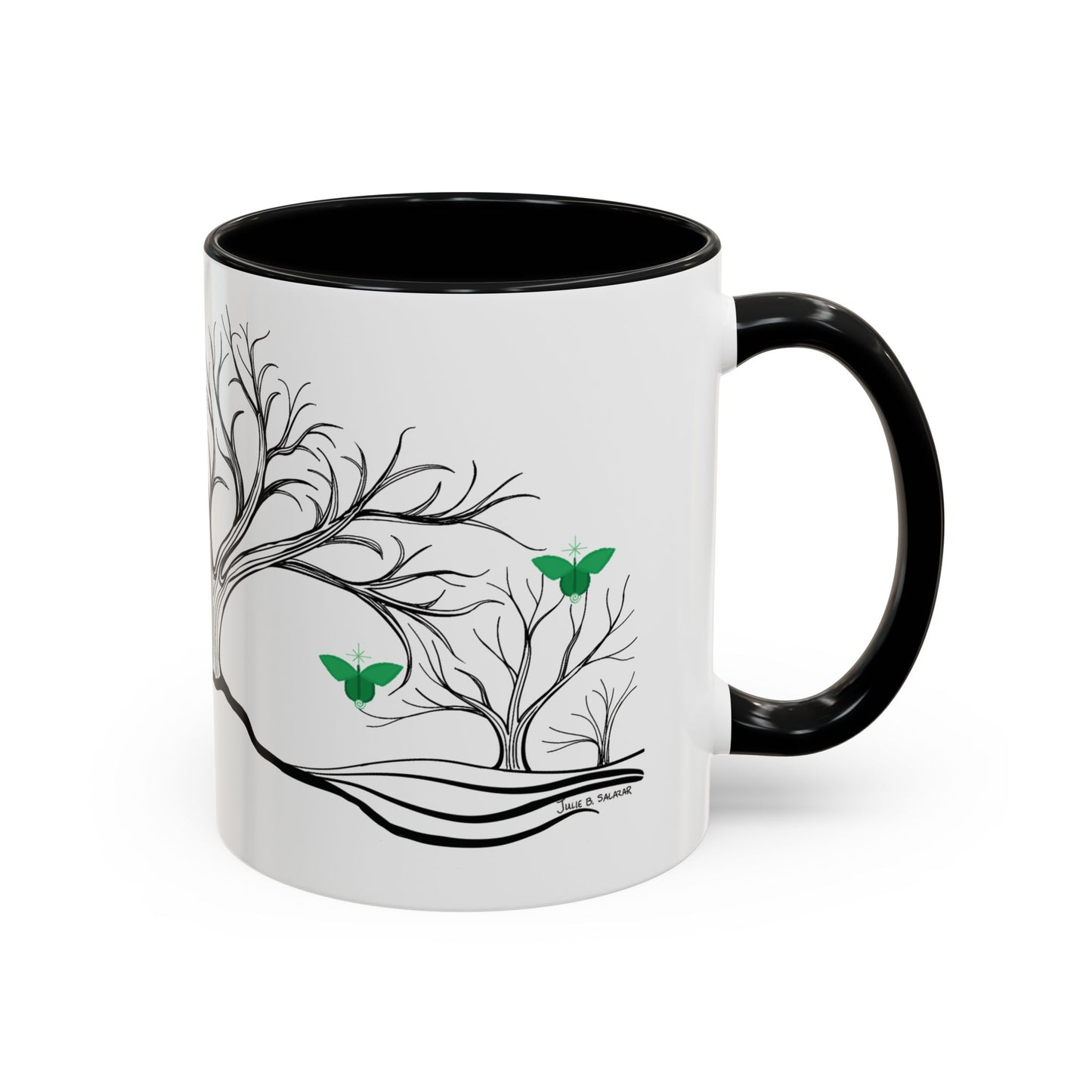 "Rebalancing", IMAGINE™ Series, Hand-Drawn Art Print, White Ceramic Accent Mug—4 of 7 Butterfly Graces Collection—15 oz or 11 oz