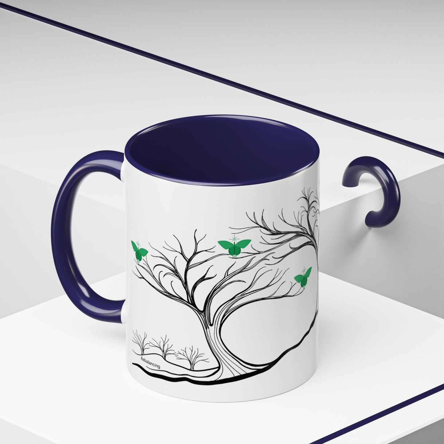 "Rebalancing", IMAGINE™ Series, Hand-Drawn Art Print, White Ceramic Accent Mug—4 of 7 Butterfly Graces Collection—15 oz or 11 oz