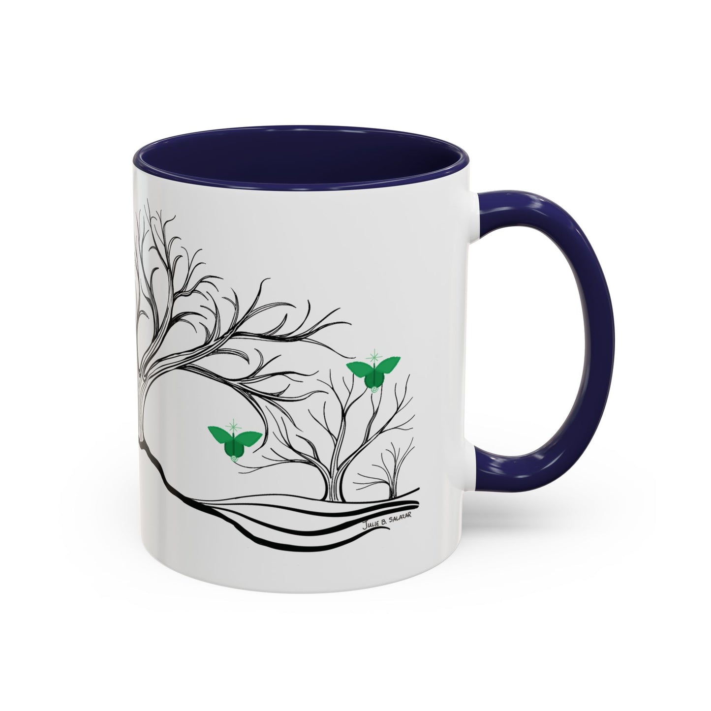 "Rebalancing", IMAGINE™ Series, Hand-Drawn Art Print, White Ceramic Accent Mug—4 of 7 Butterfly Graces Collection—15 oz or 11 oz