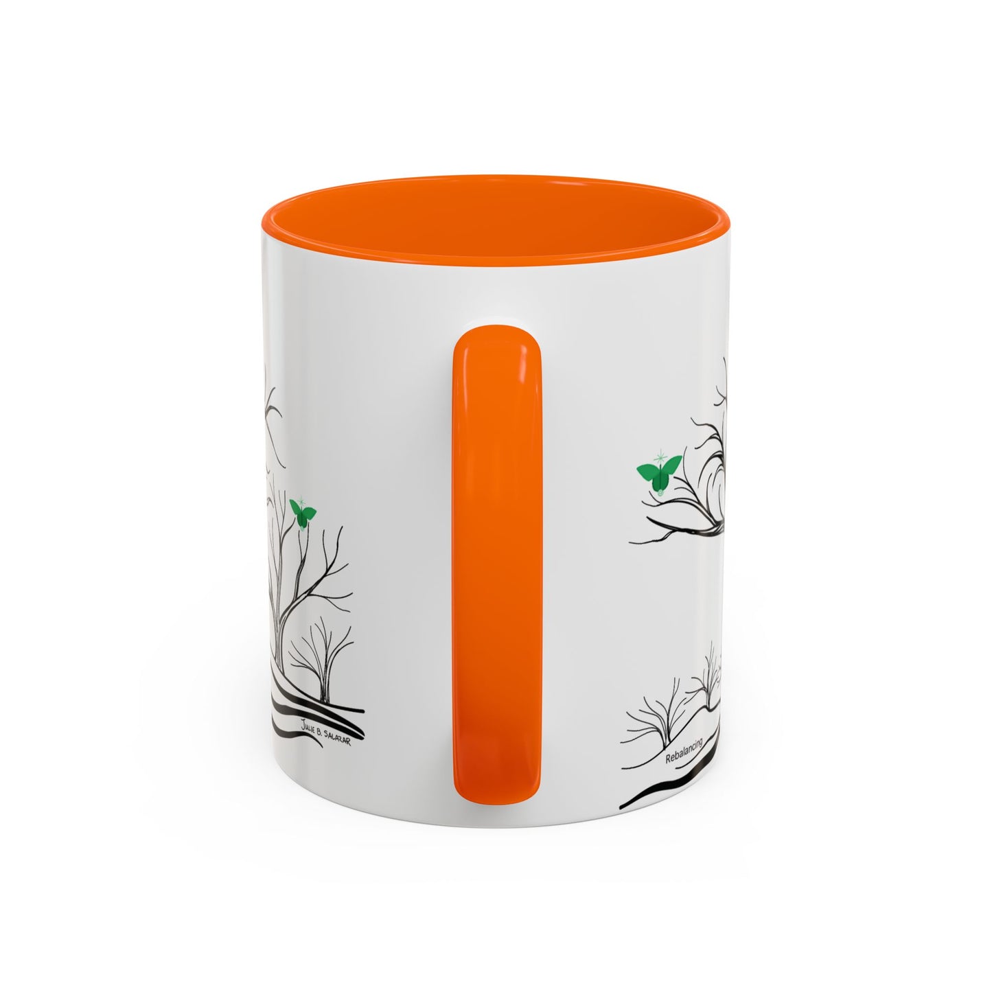 "Rebalancing", IMAGINE™ Series, Hand-Drawn Art Print, White Ceramic Accent Mug—4 of 7 Butterfly Graces Collection—15 oz or 11 oz