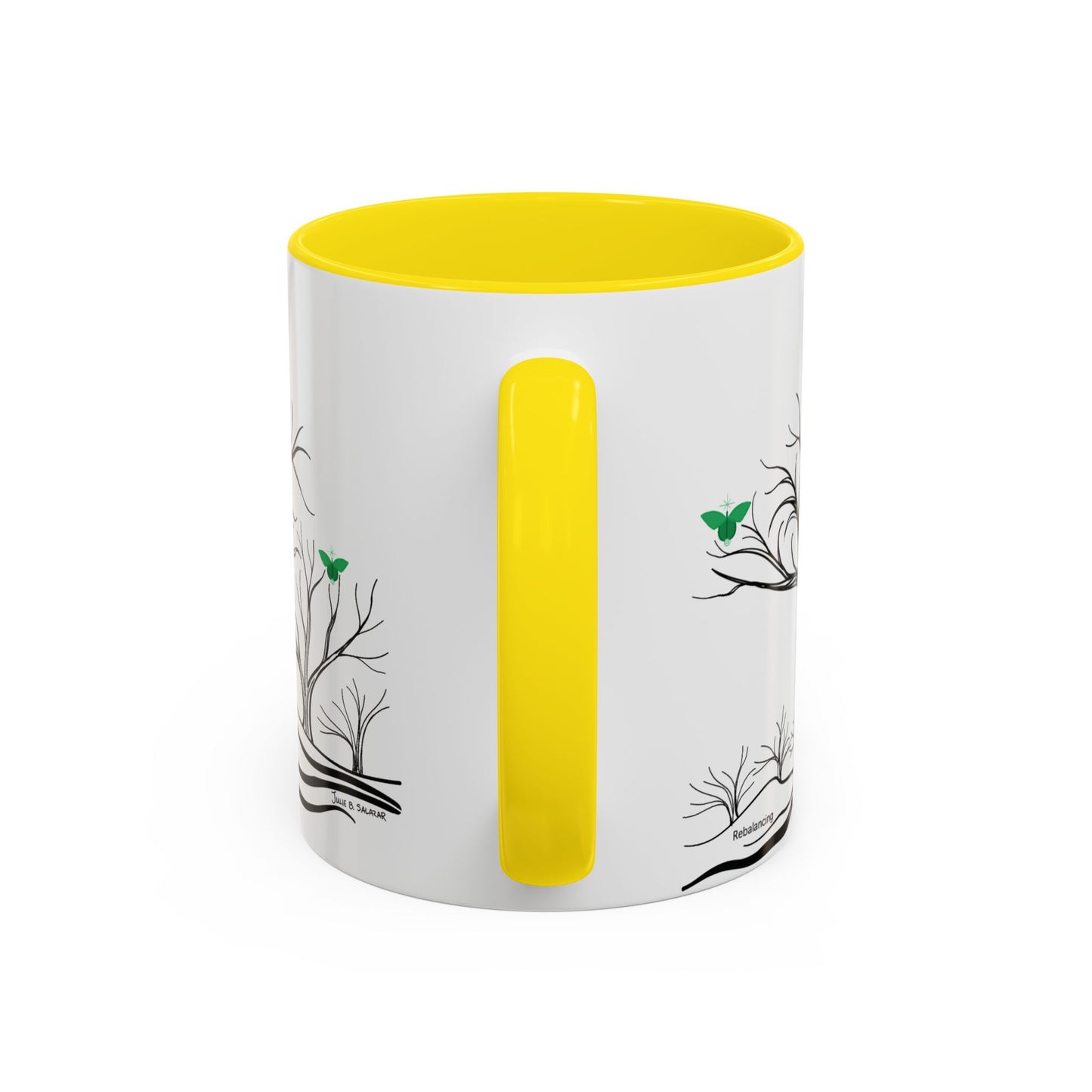"Rebalancing", IMAGINE™ Series, Hand-Drawn Art Print, White Ceramic Accent Mug—4 of 7 Butterfly Graces Collection—15 oz or 11 oz