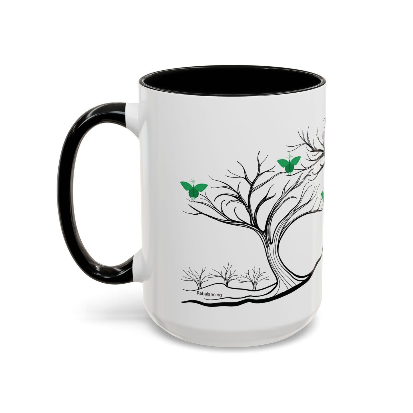 "Rebalancing", IMAGINE™ Series, Hand-Drawn Art Print, White Ceramic Accent Mug—4 of 7 Butterfly Graces Collection—15 oz or 11 oz