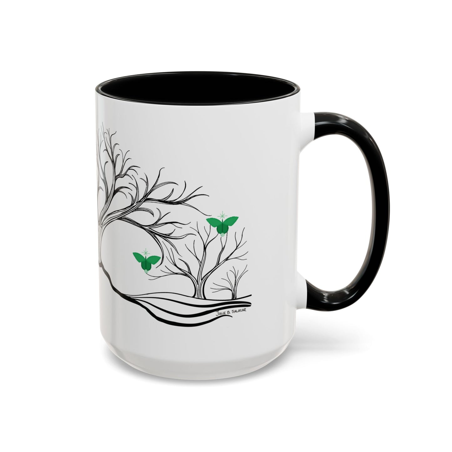 "Rebalancing", IMAGINE™ Series, Hand-Drawn Art Print, White Ceramic Accent Mug—4 of 7 Butterfly Graces Collection—15 oz or 11 oz