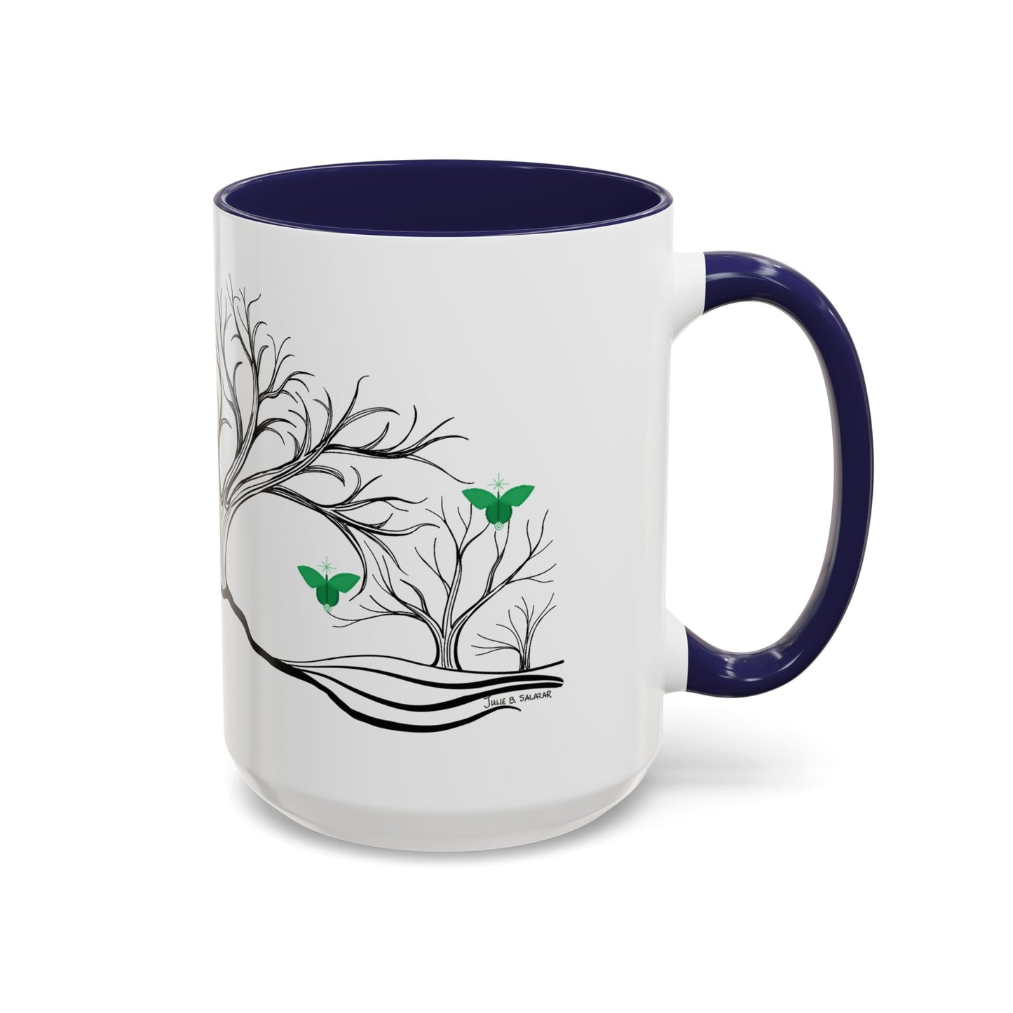 "Rebalancing", IMAGINE™ Series, Hand-Drawn Art Print, White Ceramic Accent Mug—4 of 7 Butterfly Graces Collection—15 oz or 11 oz