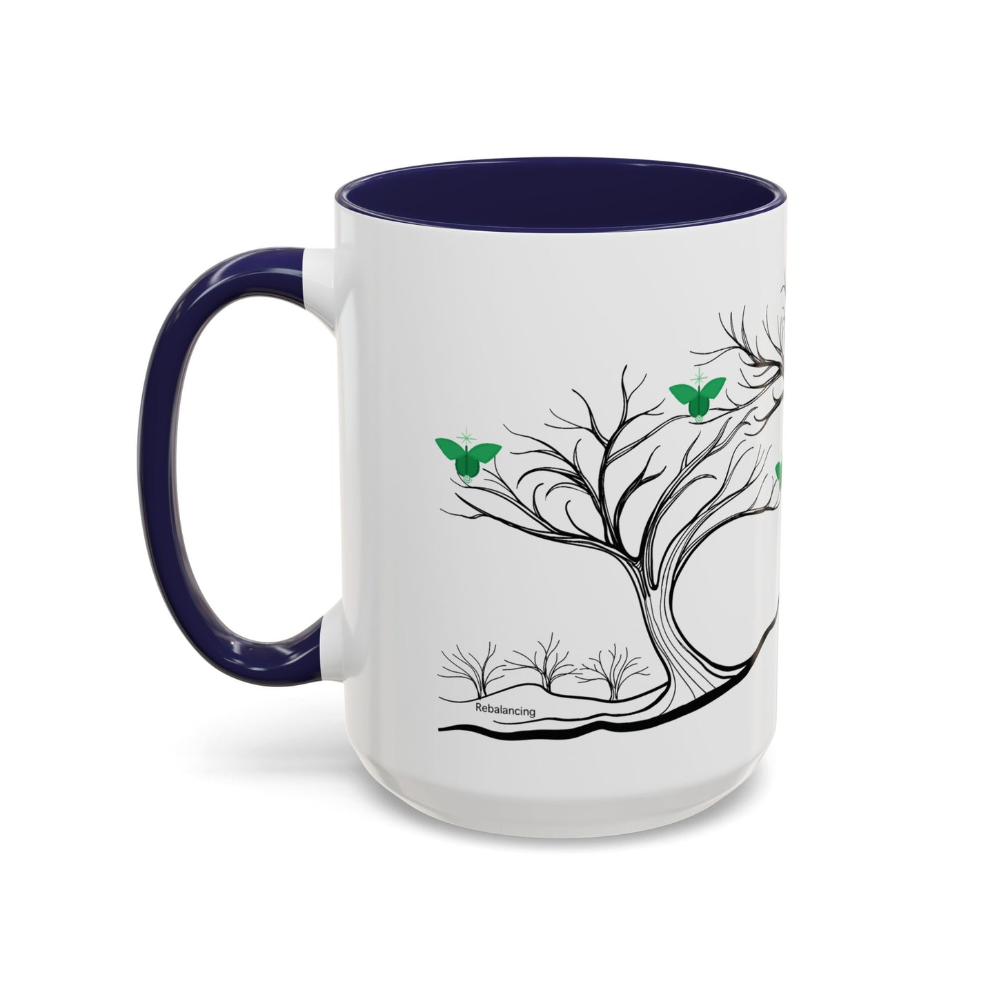 "Rebalancing", IMAGINE™ Series, Hand-Drawn Art Print, White Ceramic Accent Mug—4 of 7 Butterfly Graces Collection—15 oz or 11 oz