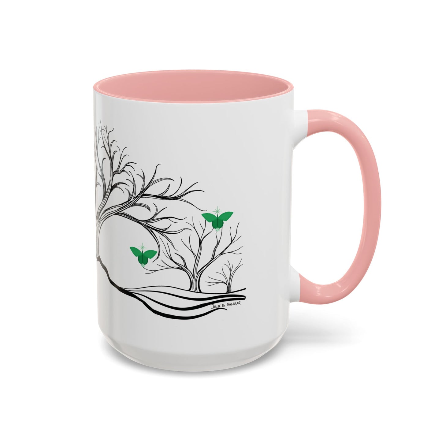 "Rebalancing", IMAGINE™ Series, Hand-Drawn Art Print, White Ceramic Accent Mug—4 of 7 Butterfly Graces Collection—15 oz or 11 oz