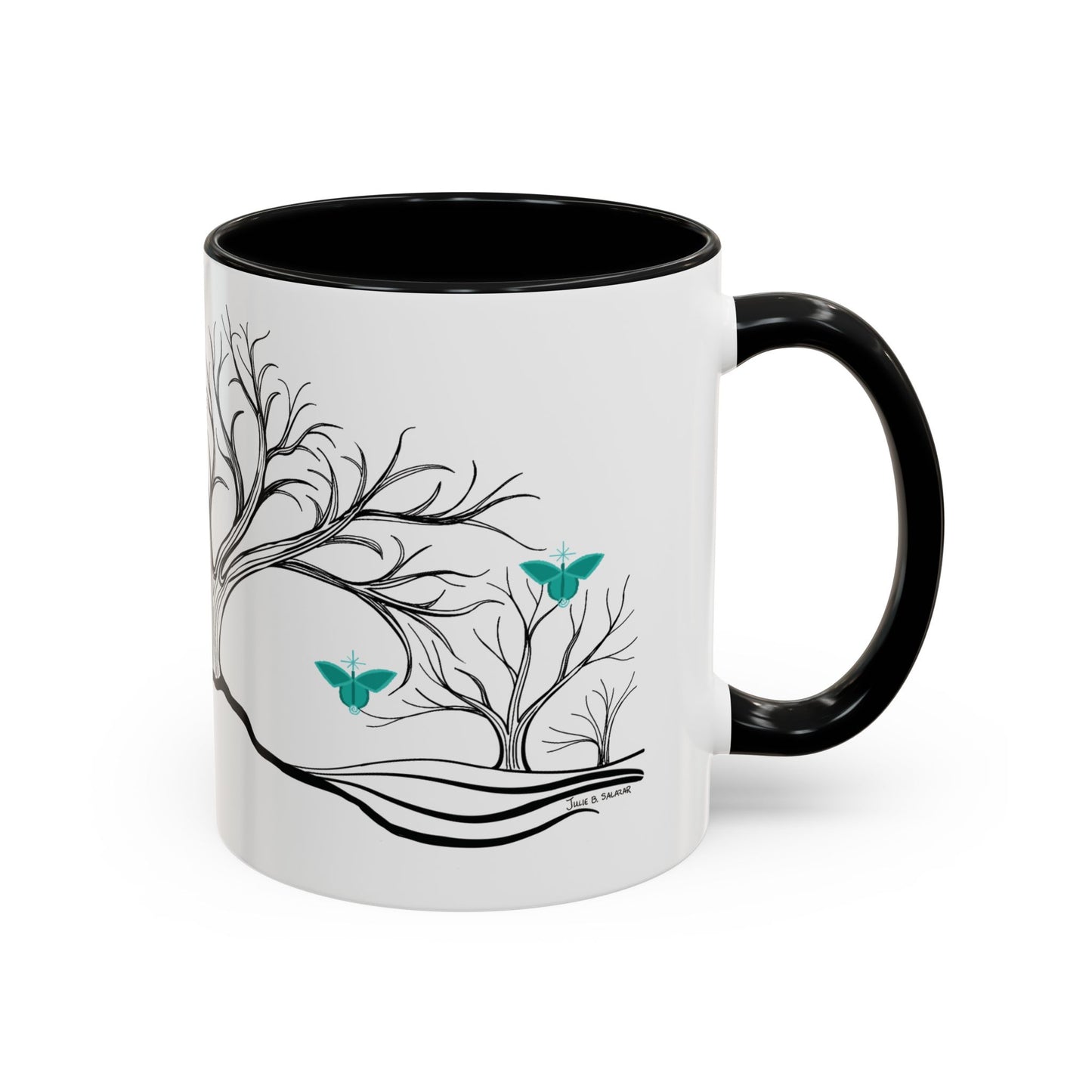 "Refreshing", IMAGINE™ Series, Hand-Drawn Art Print, White Ceramic Accent Mug—5 of 7 Butterfly Graces Collection—15 oz or 11 oz