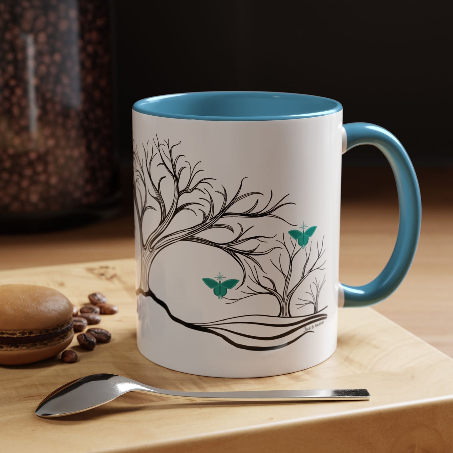 "Refreshing", IMAGINE™ Series, Hand-Drawn Art Print, White Ceramic Accent Mug—5 of 7 Butterfly Graces Collection—15 oz or 11 oz
