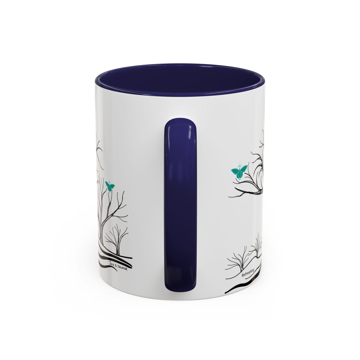 "Refreshing", IMAGINE™ Series, Hand-Drawn Art Print, White Ceramic Accent Mug—5 of 7 Butterfly Graces Collection—15 oz or 11 oz