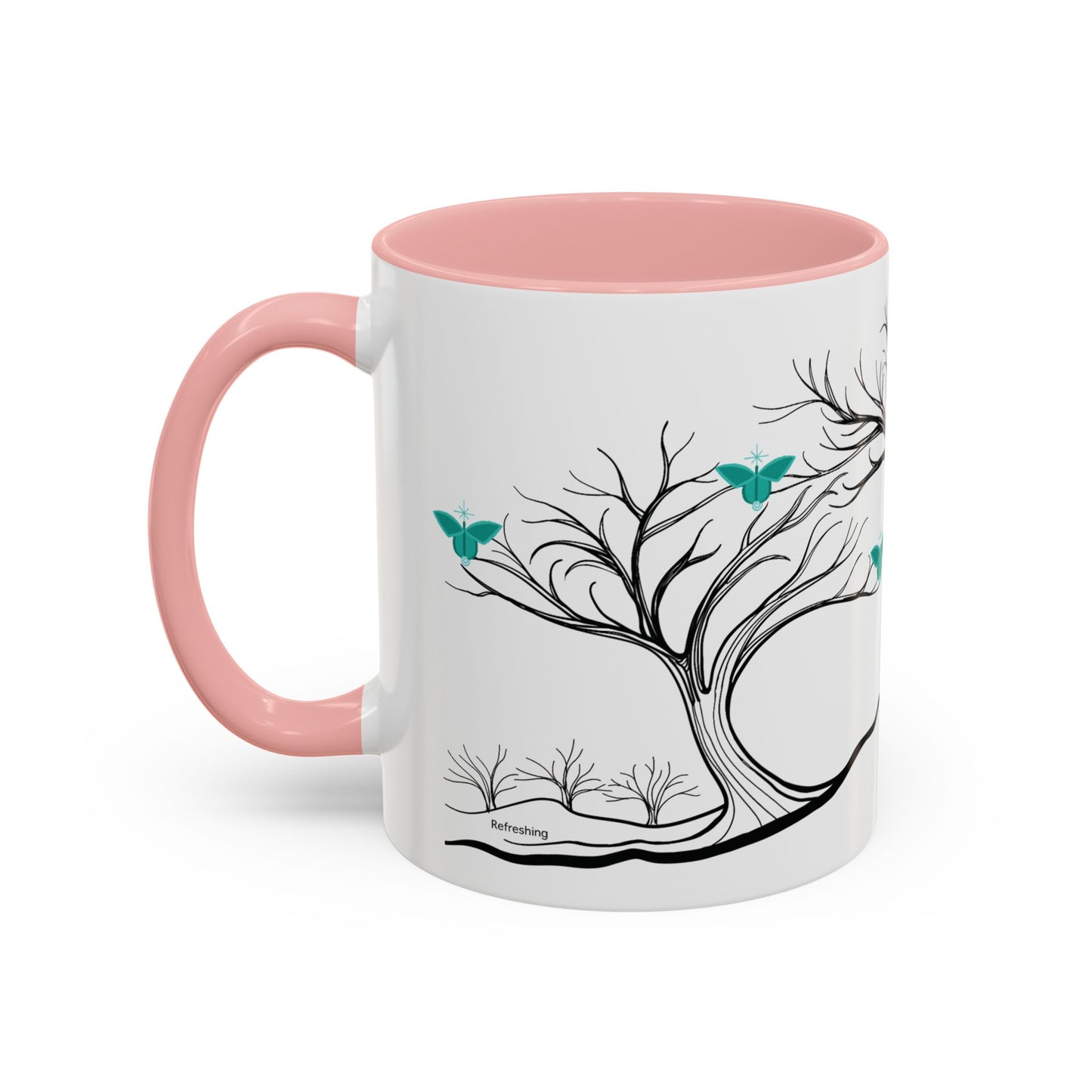 "Refreshing", IMAGINE™ Series, Hand-Drawn Art Print, White Ceramic Accent Mug—5 of 7 Butterfly Graces Collection—15 oz or 11 oz