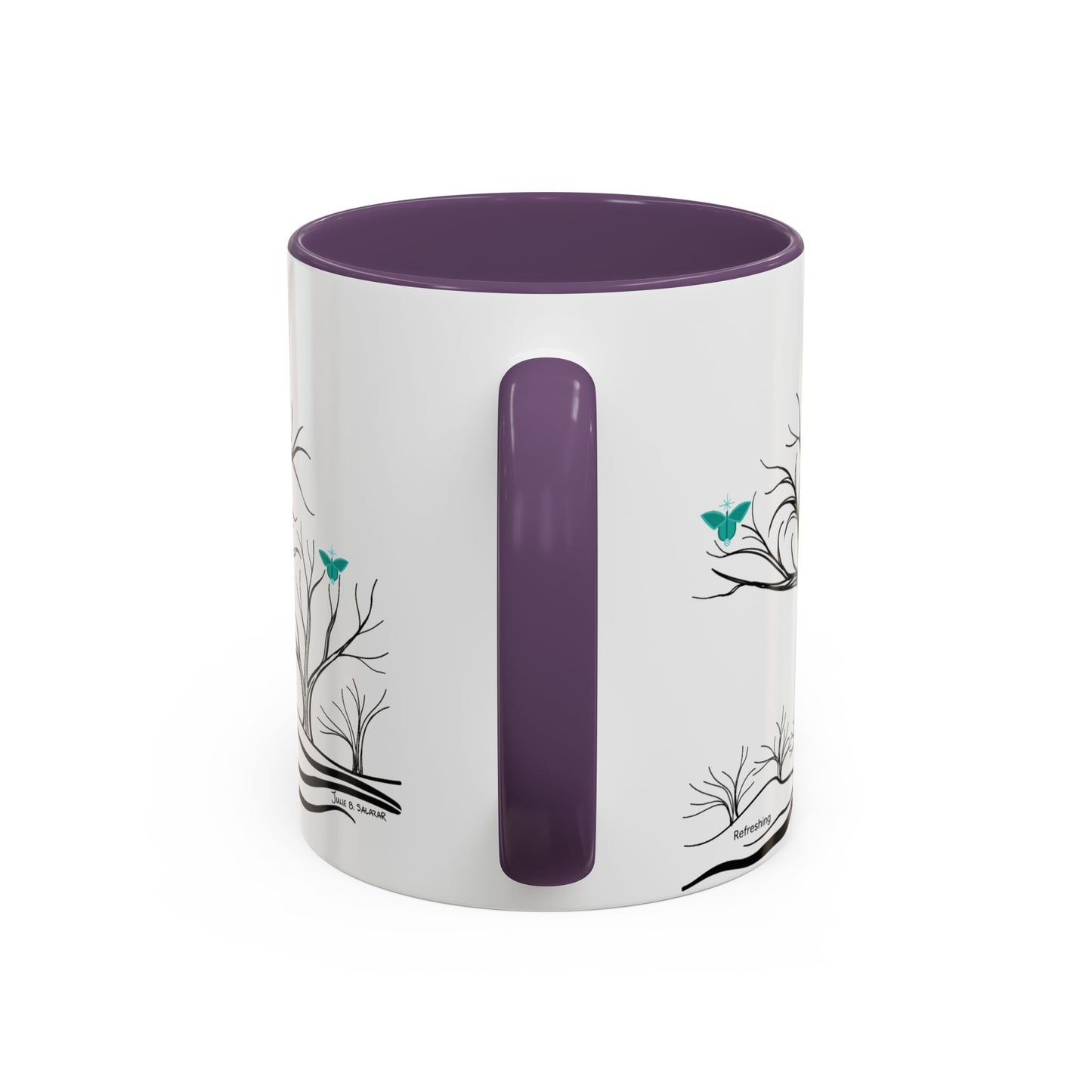 "Refreshing", IMAGINE™ Series, Hand-Drawn Art Print, White Ceramic Accent Mug—5 of 7 Butterfly Graces Collection—15 oz or 11 oz