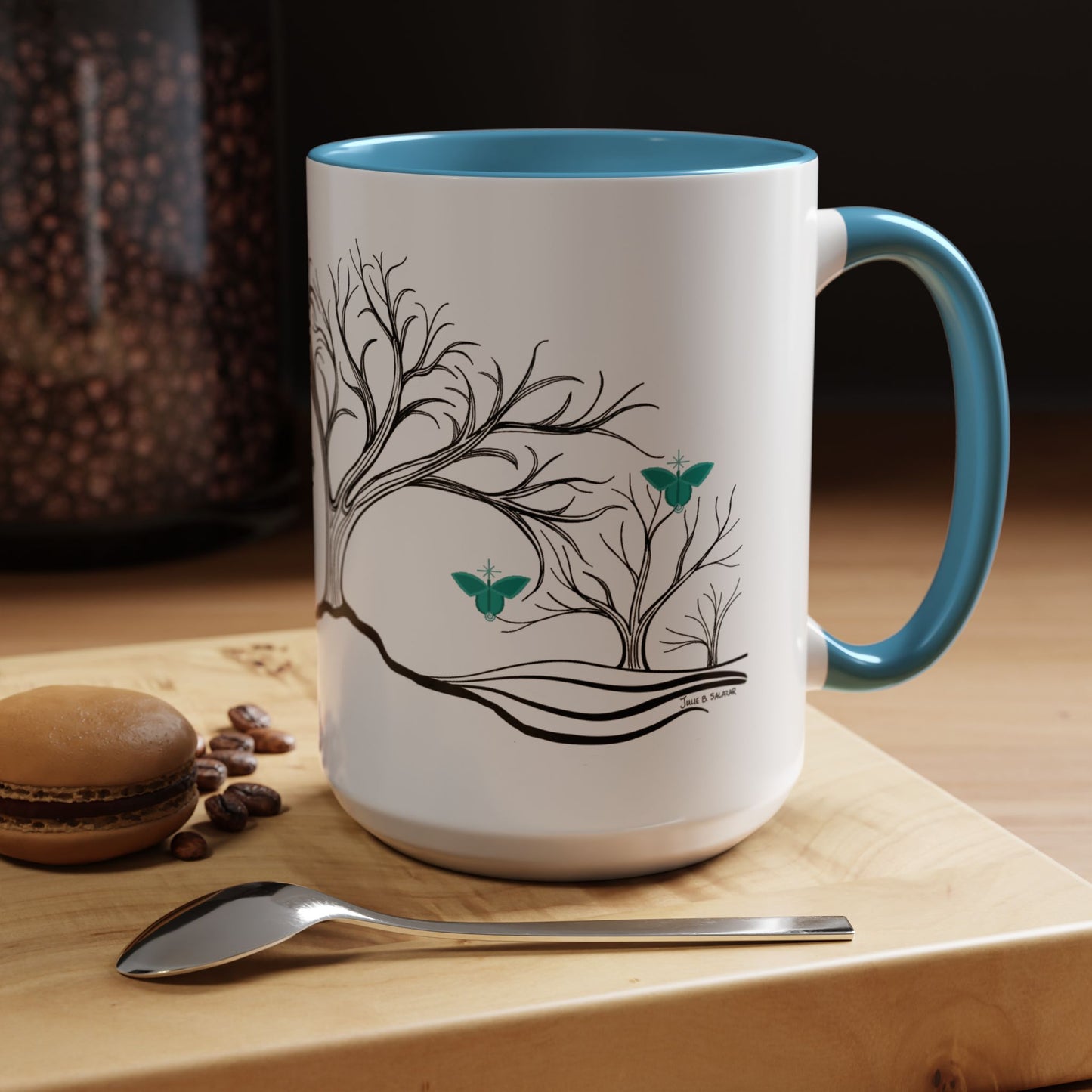 "Refreshing", IMAGINE™ Series, Hand-Drawn Art Print, White Ceramic Accent Mug—5 of 7 Butterfly Graces Collection—15 oz or 11 oz