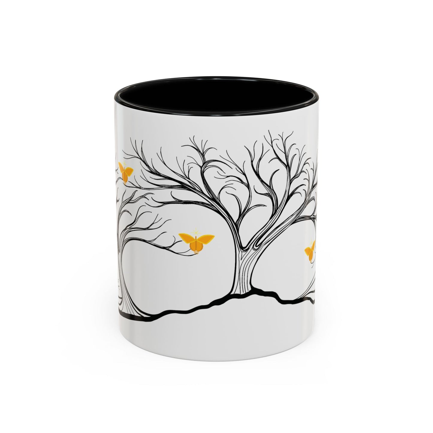 "Rejoicing", IMAGINE™ Series, Hand-Drawn Art Print, White Ceramic Accent Mug—3 of 7 Butterfly Graces Collection—15 oz or 11 oz