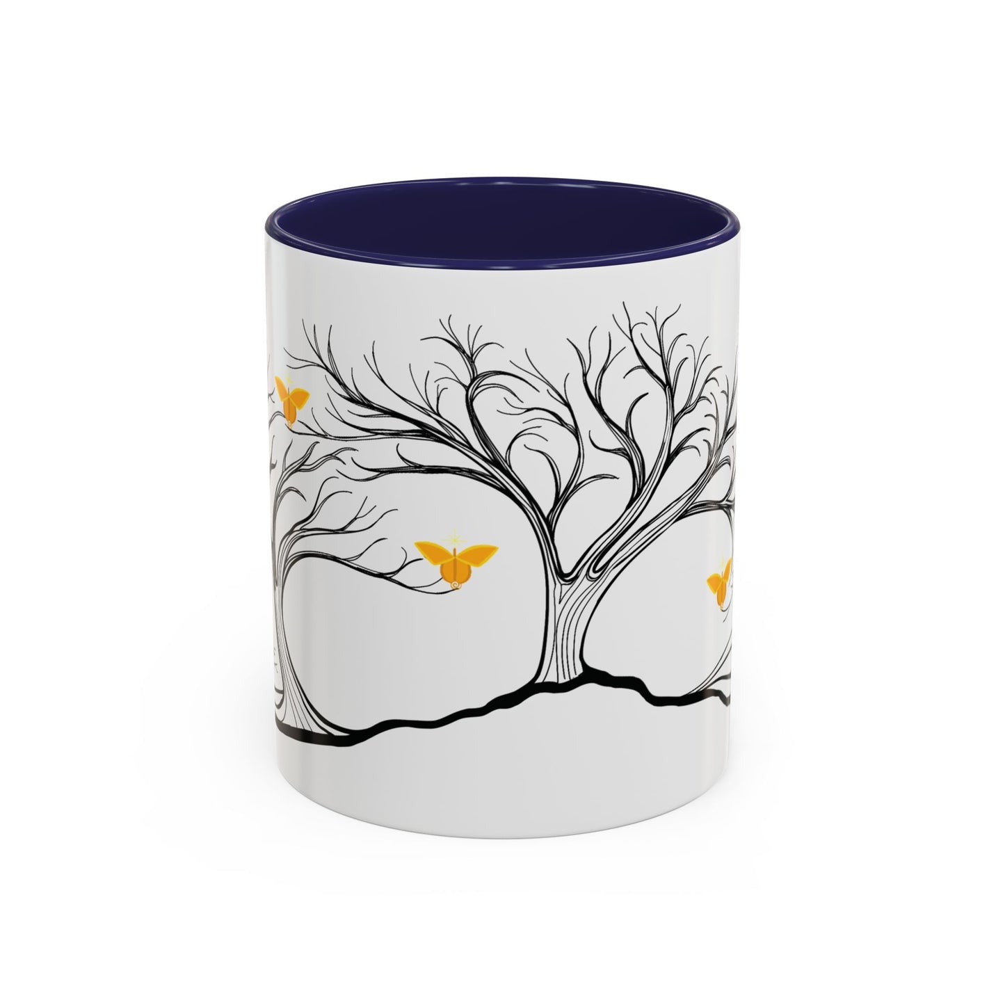 "Rejoicing", IMAGINE™ Series, Hand-Drawn Art Print, White Ceramic Accent Mug—3 of 7 Butterfly Graces Collection—15 oz or 11 oz