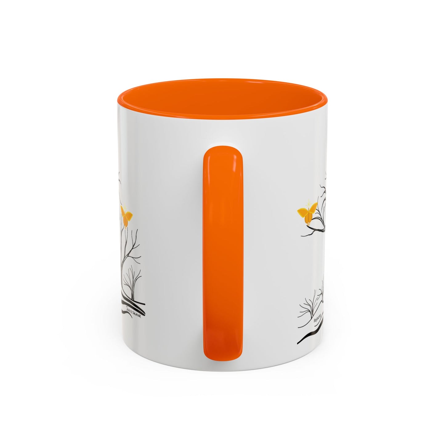 "Rejoicing", IMAGINE™ Series, Hand-Drawn Art Print, White Ceramic Accent Mug—3 of 7 Butterfly Graces Collection—15 oz or 11 oz
