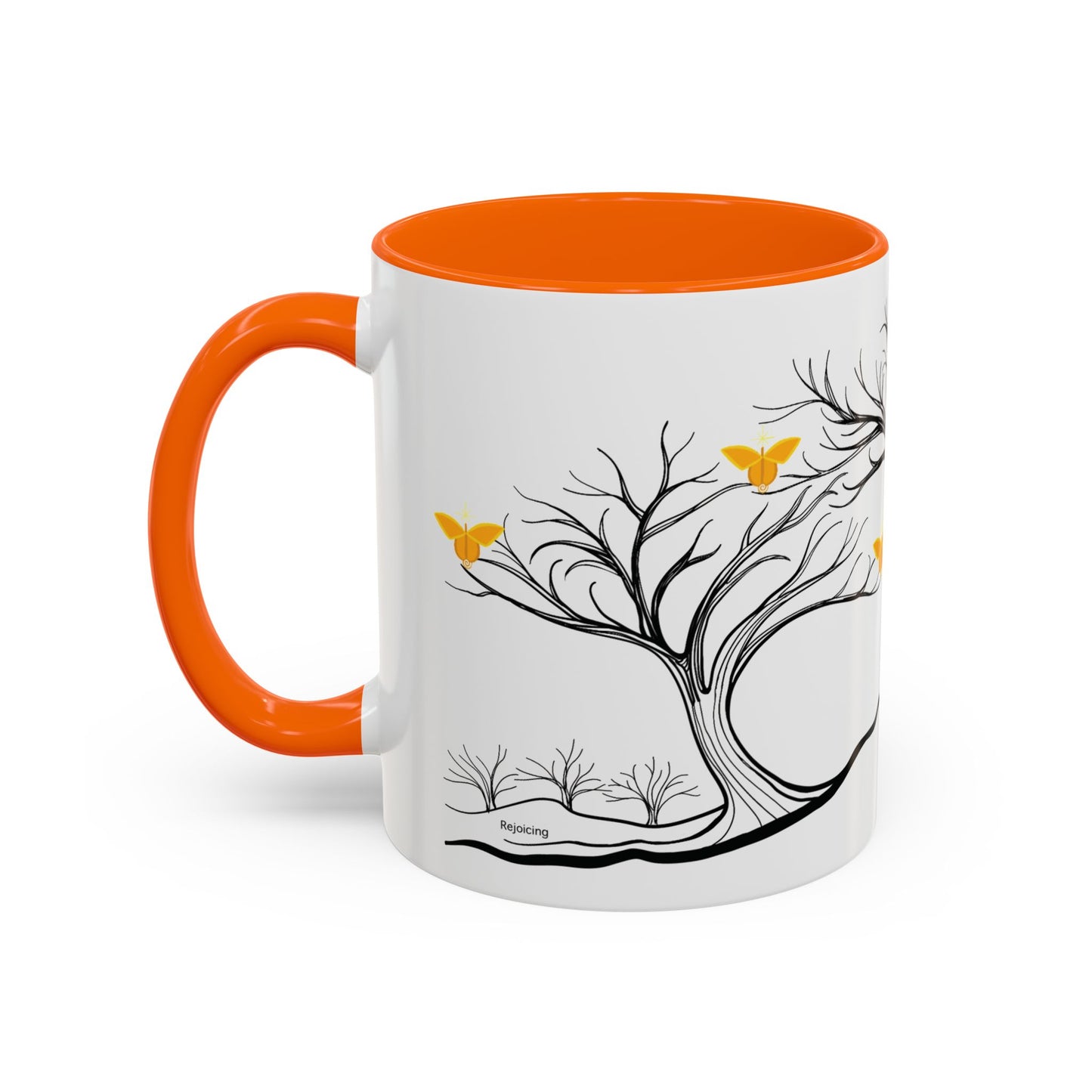 "Rejoicing", IMAGINE™ Series, Hand-Drawn Art Print, White Ceramic Accent Mug—3 of 7 Butterfly Graces Collection—15 oz or 11 oz