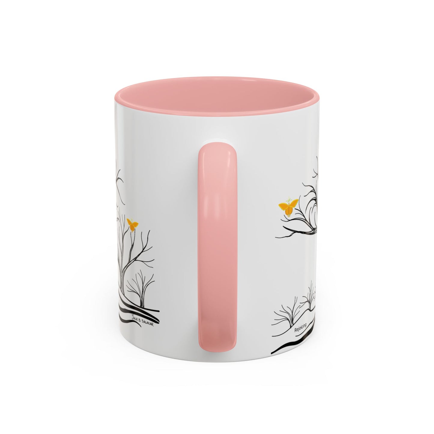 "Rejoicing", IMAGINE™ Series, Hand-Drawn Art Print, White Ceramic Accent Mug—3 of 7 Butterfly Graces Collection—15 oz or 11 oz