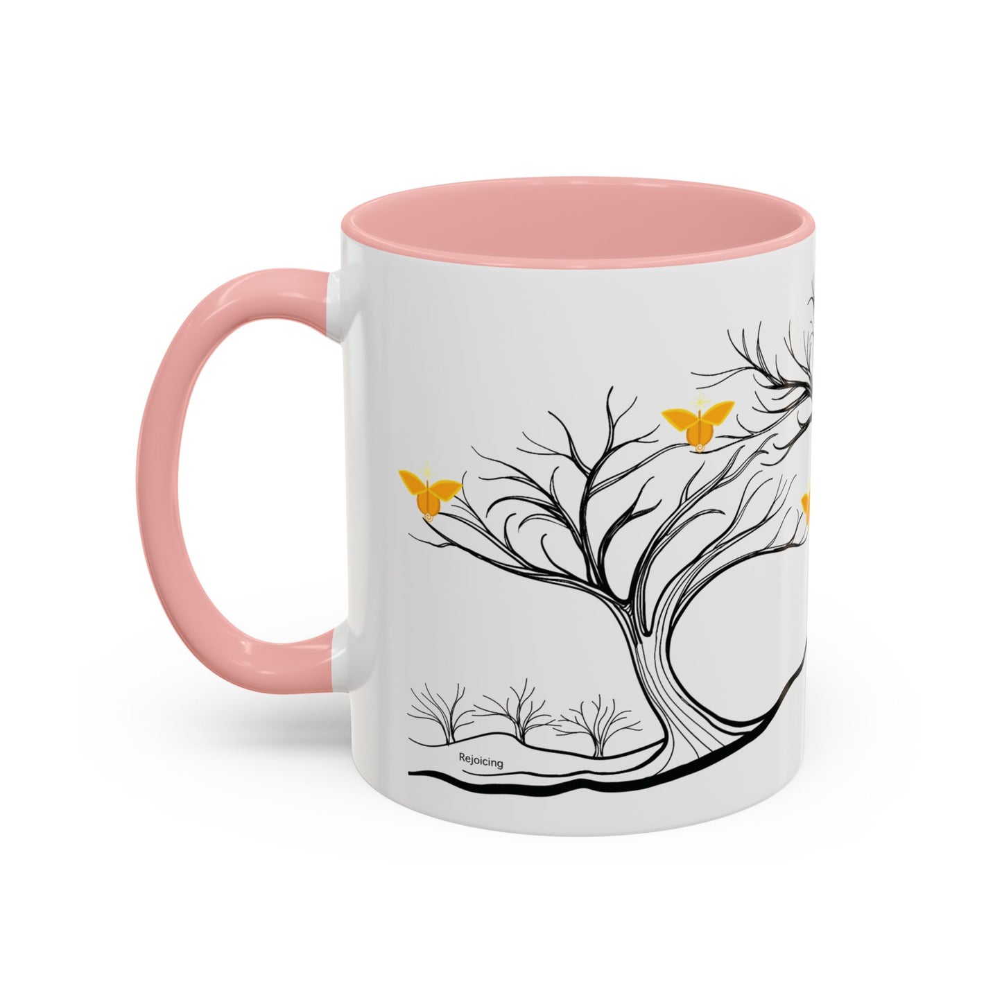 "Rejoicing", IMAGINE™ Series, Hand-Drawn Art Print, White Ceramic Accent Mug—3 of 7 Butterfly Graces Collection—15 oz or 11 oz