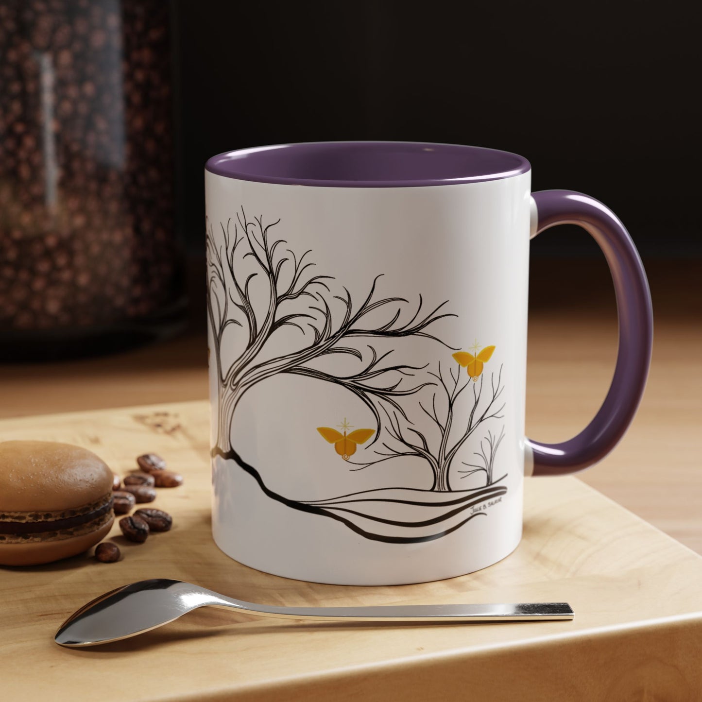 "Rejoicing", IMAGINE™ Series, Hand-Drawn Art Print, White Ceramic Accent Mug—3 of 7 Butterfly Graces Collection—15 oz or 11 oz