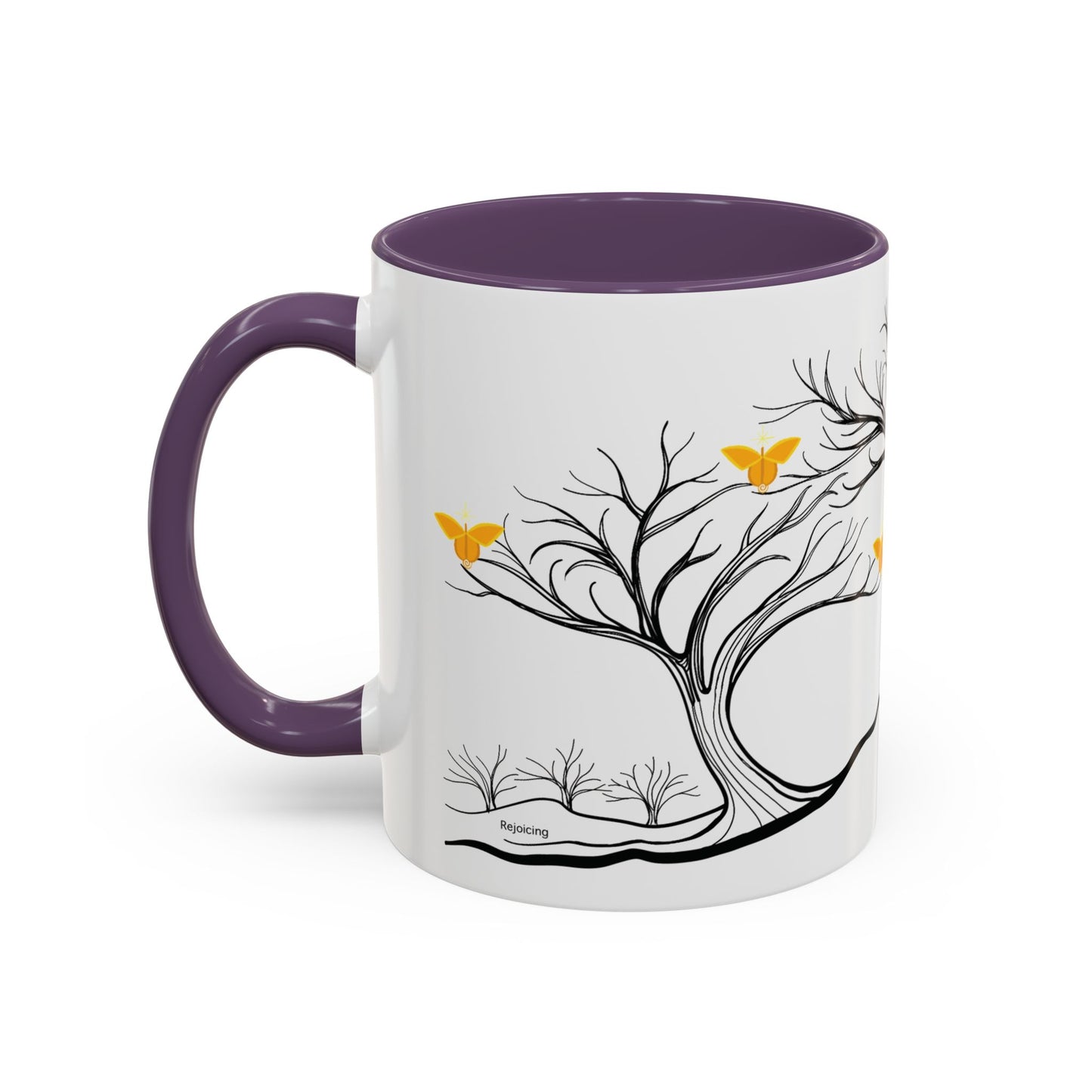 "Rejoicing", IMAGINE™ Series, Hand-Drawn Art Print, White Ceramic Accent Mug—3 of 7 Butterfly Graces Collection—15 oz or 11 oz