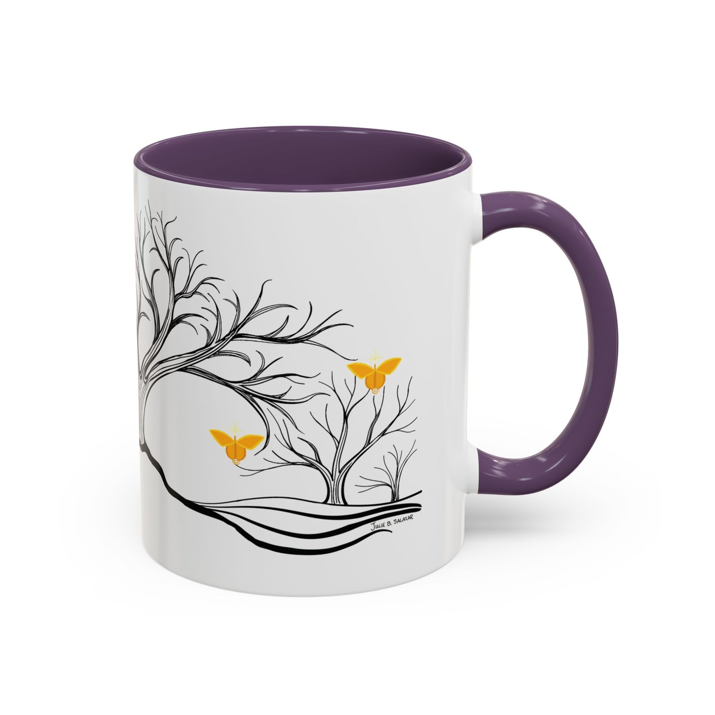 "Rejoicing", IMAGINE™ Series, Hand-Drawn Art Print, White Ceramic Accent Mug—3 of 7 Butterfly Graces Collection—15 oz or 11 oz