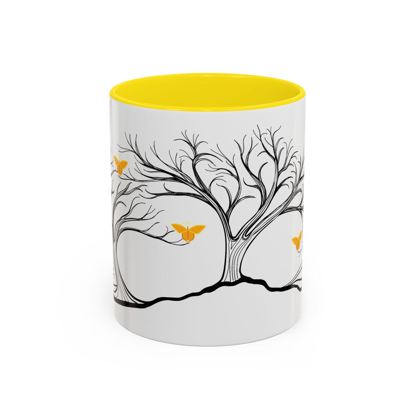 "Rejoicing", IMAGINE™ Series, Hand-Drawn Art Print, White Ceramic Accent Mug—3 of 7 Butterfly Graces Collection—15 oz or 11 oz