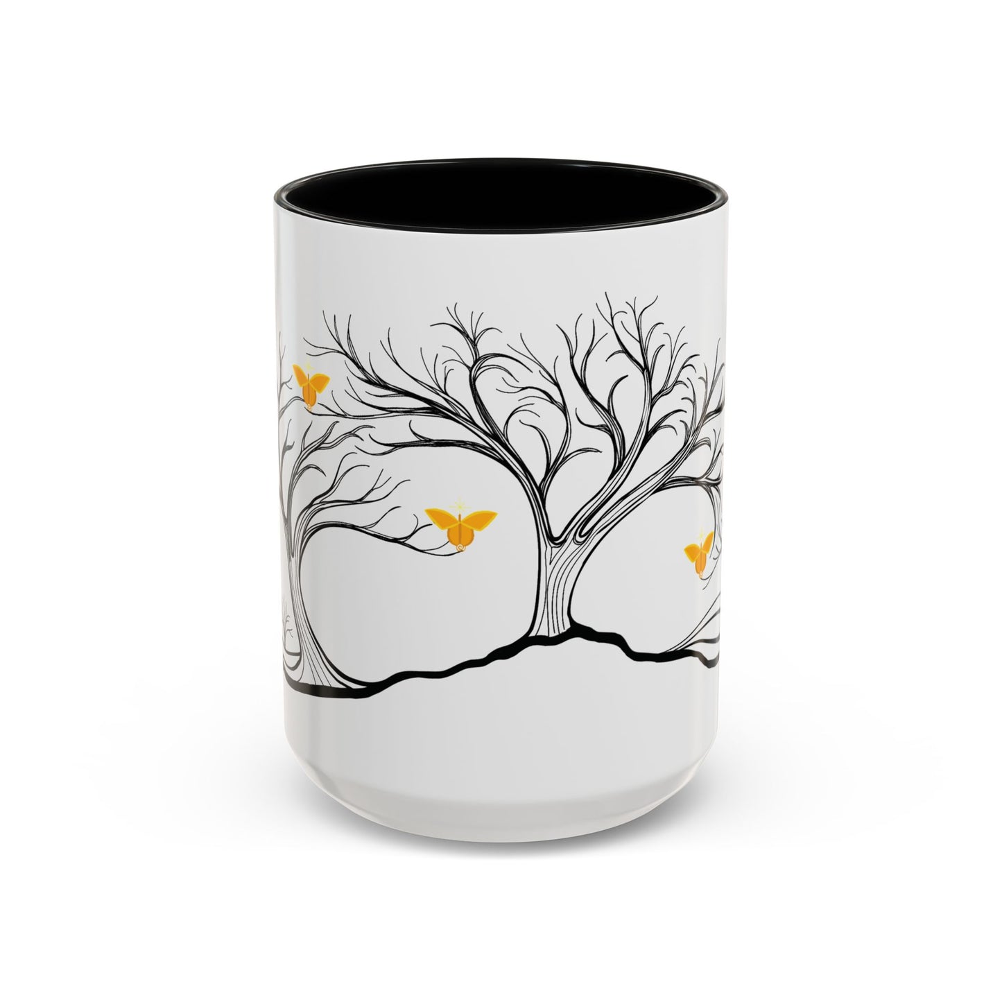"Rejoicing", IMAGINE™ Series, Hand-Drawn Art Print, White Ceramic Accent Mug—3 of 7 Butterfly Graces Collection—15 oz or 11 oz