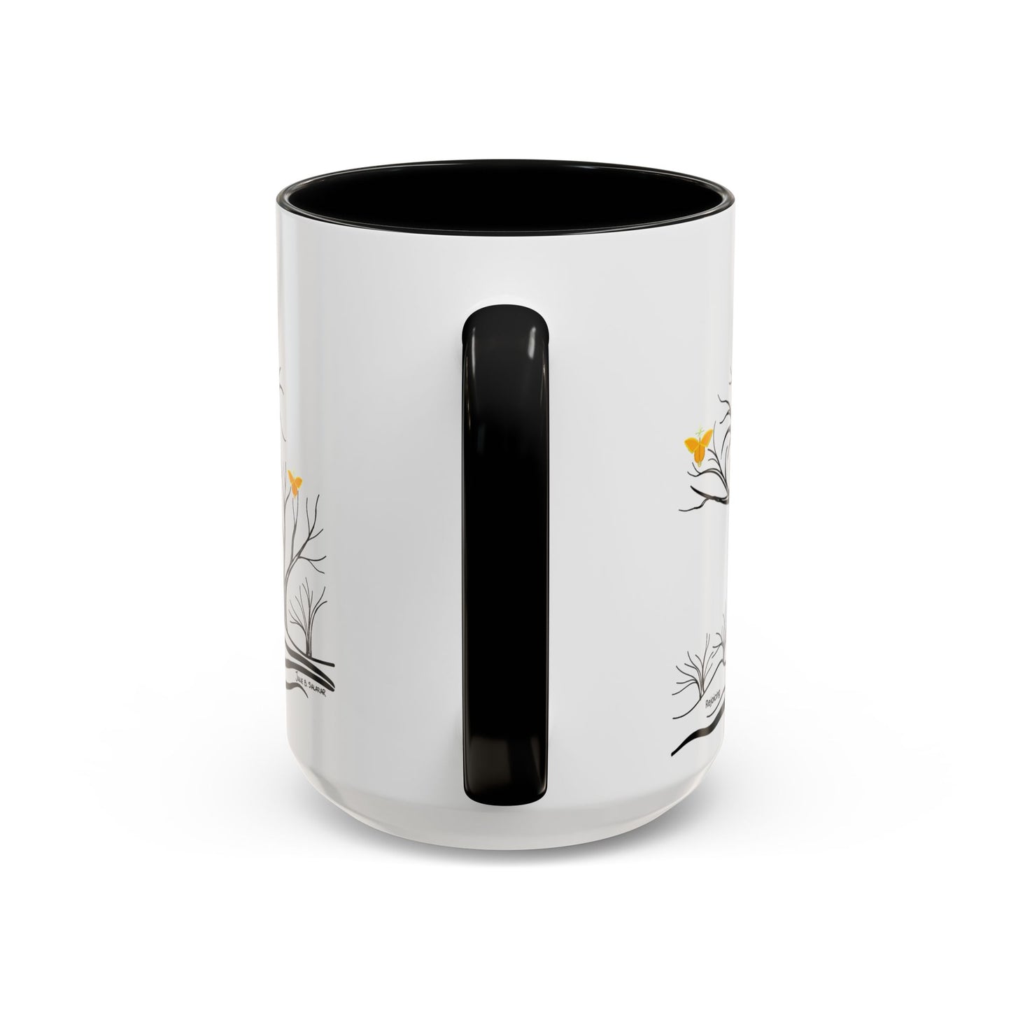 "Rejoicing", IMAGINE™ Series, Hand-Drawn Art Print, White Ceramic Accent Mug—3 of 7 Butterfly Graces Collection—15 oz or 11 oz