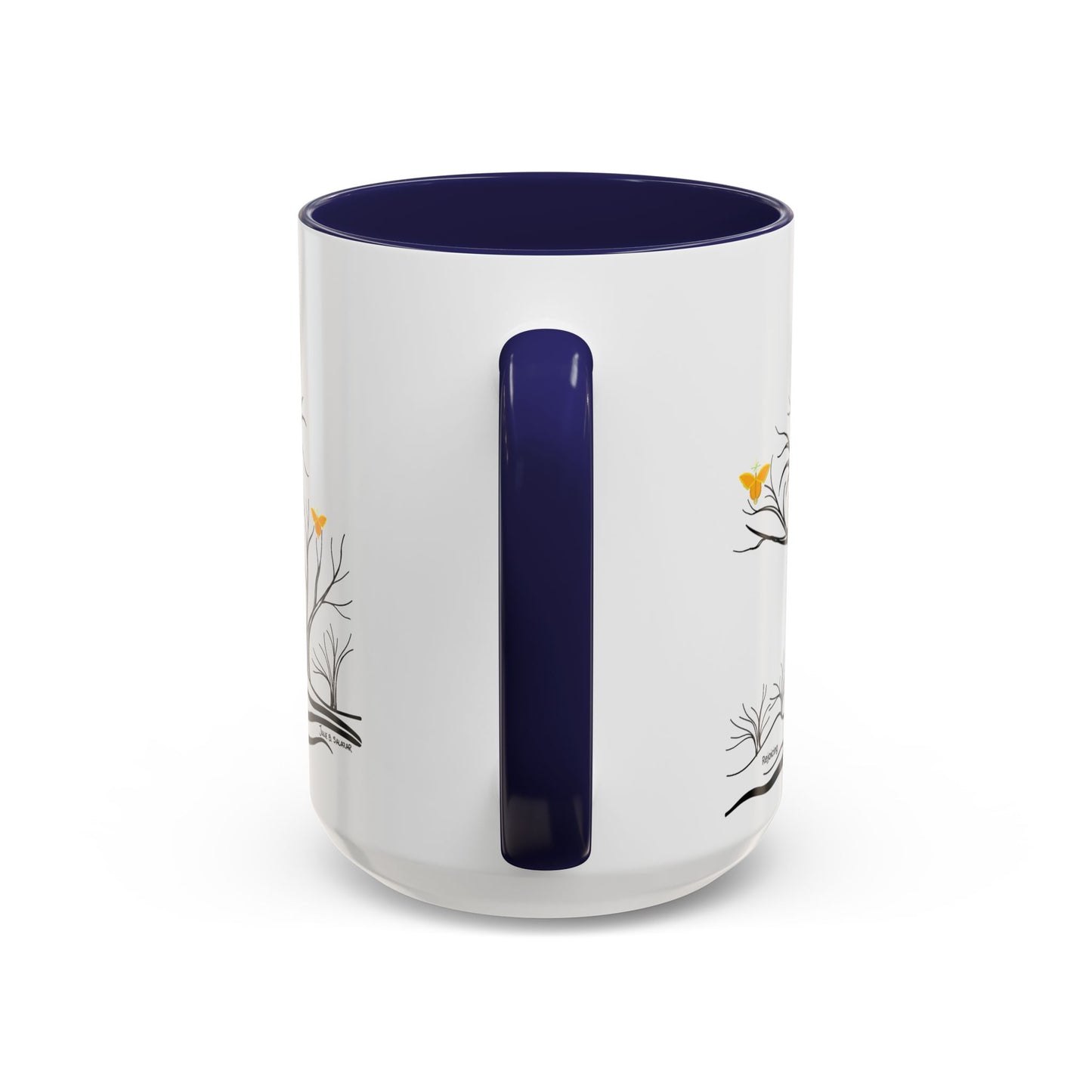 "Rejoicing", IMAGINE™ Series, Hand-Drawn Art Print, White Ceramic Accent Mug—3 of 7 Butterfly Graces Collection—15 oz or 11 oz