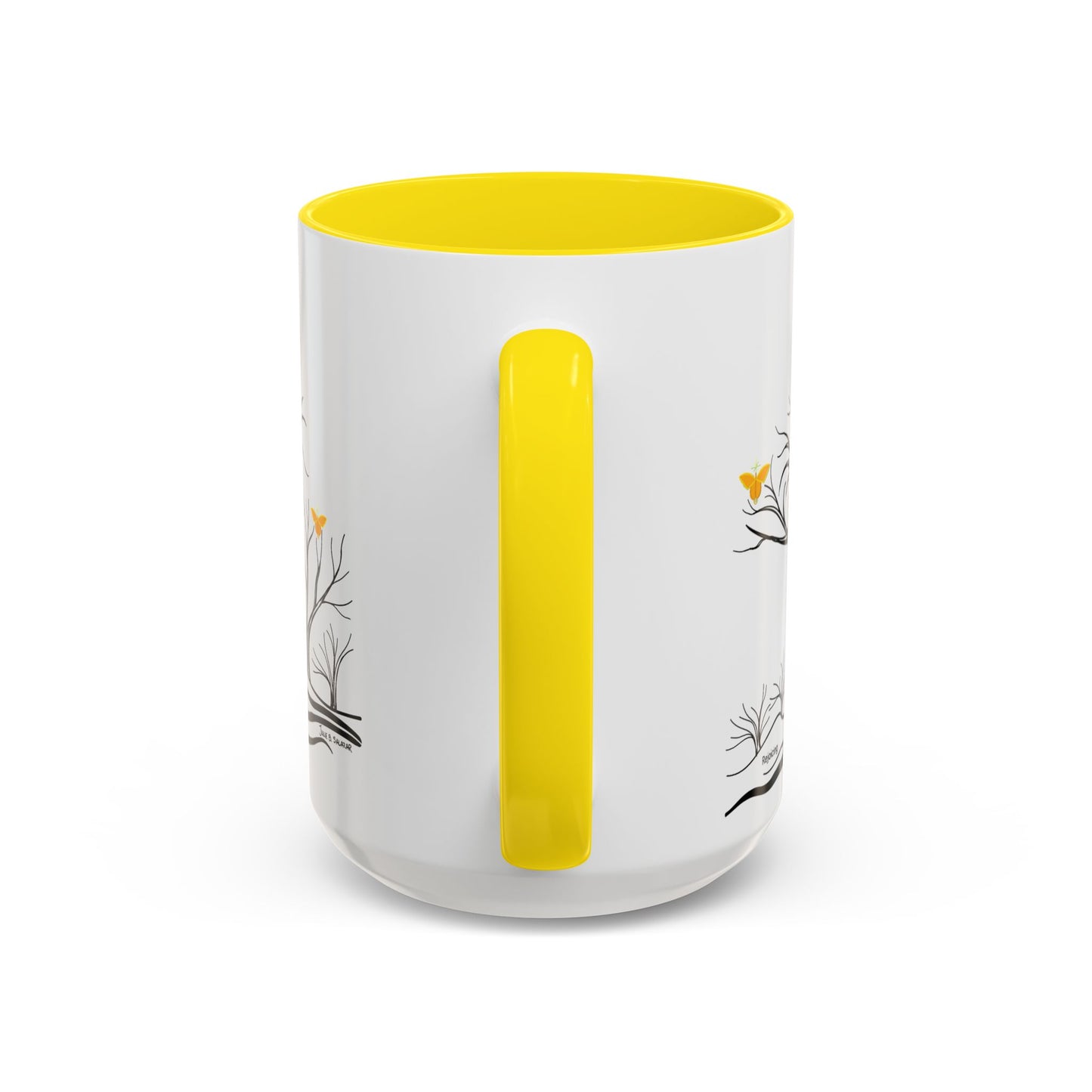 "Rejoicing", IMAGINE™ Series, Hand-Drawn Art Print, White Ceramic Accent Mug—3 of 7 Butterfly Graces Collection—15 oz or 11 oz