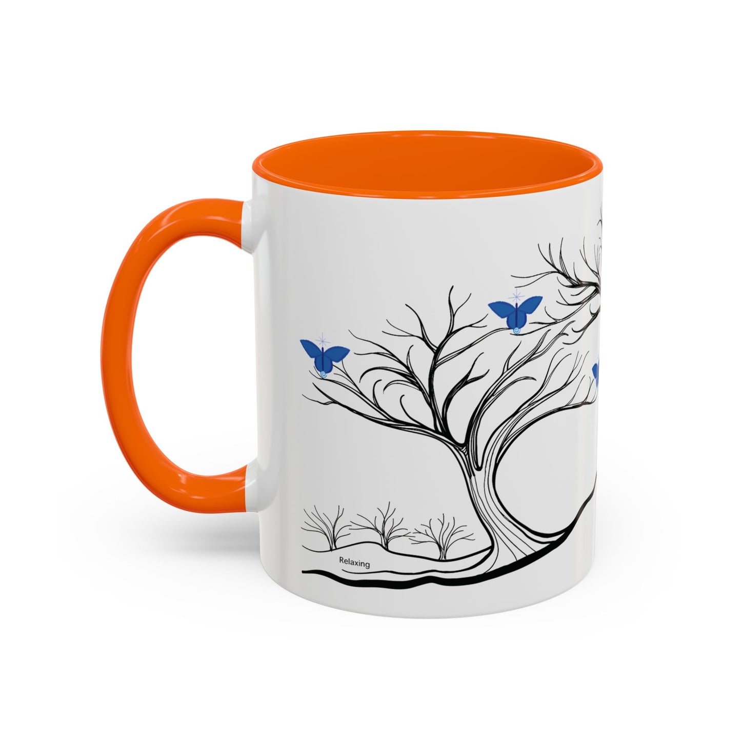"Relaxing", IMAGINE™ Series, Hand-Drawn Art Print, White Ceramic Accent Mug—6 of 7 Butterfly Graces Collection—15 oz or 11 oz