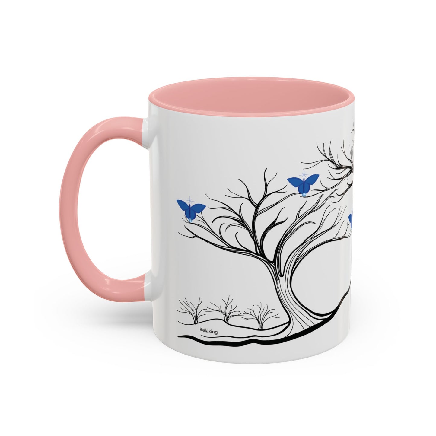 "Relaxing", IMAGINE™ Series, Hand-Drawn Art Print, White Ceramic Accent Mug—6 of 7 Butterfly Graces Collection—15 oz or 11 oz