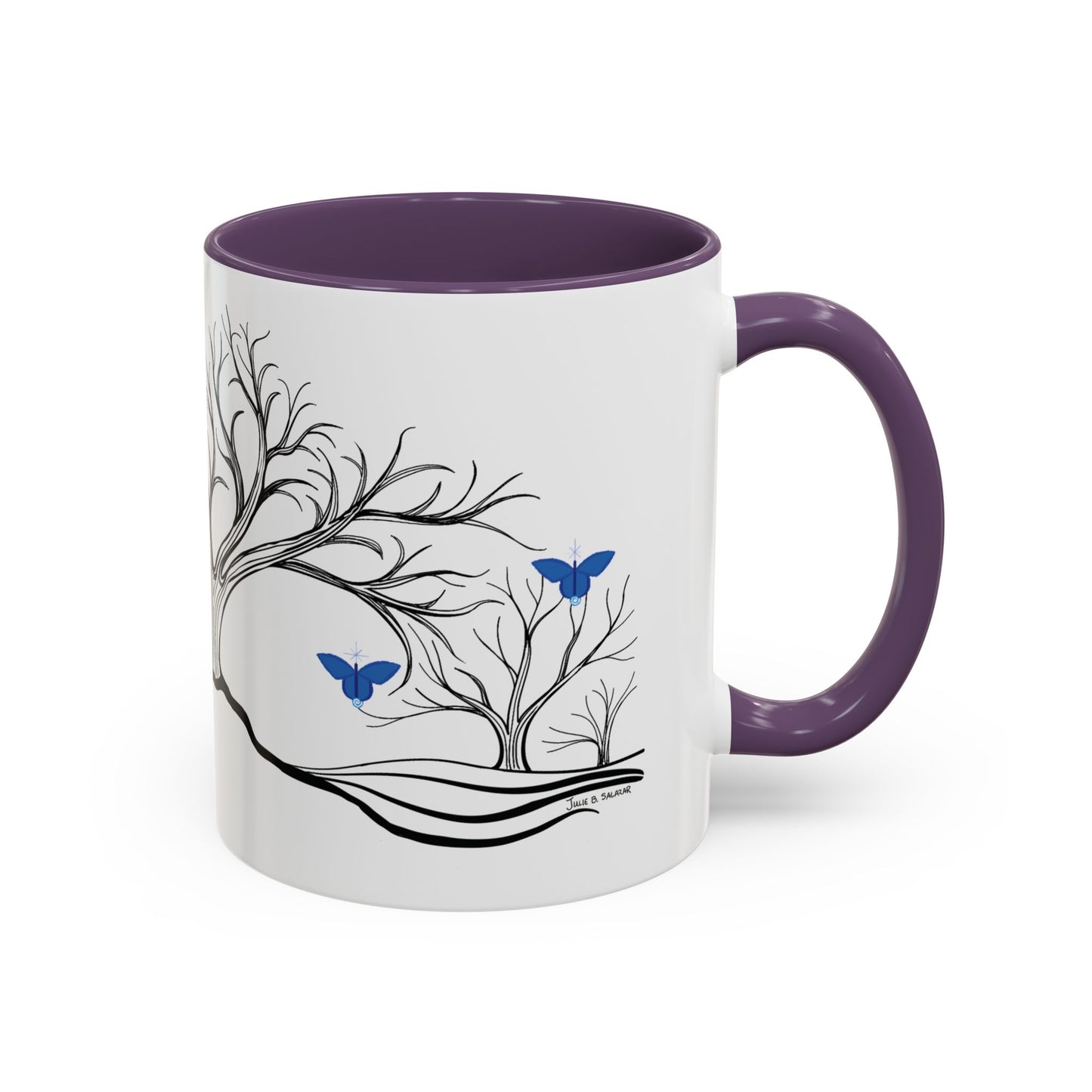 "Relaxing", IMAGINE™ Series, Hand-Drawn Art Print, White Ceramic Accent Mug—6 of 7 Butterfly Graces Collection—15 oz or 11 oz