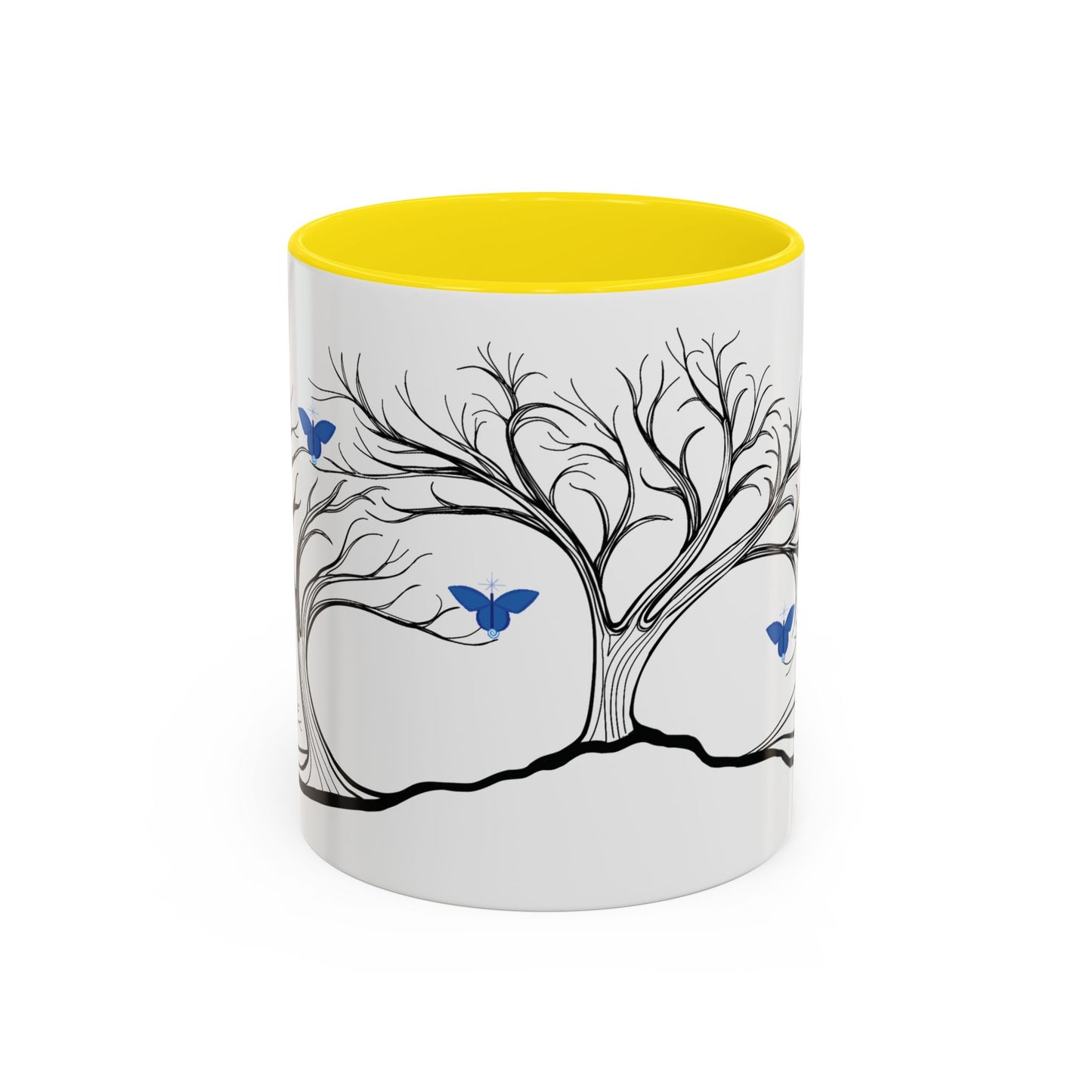 "Relaxing", IMAGINE™ Series, Hand-Drawn Art Print, White Ceramic Accent Mug—6 of 7 Butterfly Graces Collection—15 oz or 11 oz