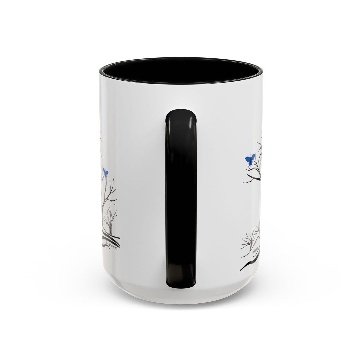"Relaxing", IMAGINE™ Series, Hand-Drawn Art Print, White Ceramic Accent Mug—6 of 7 Butterfly Graces Collection—15 oz or 11 oz