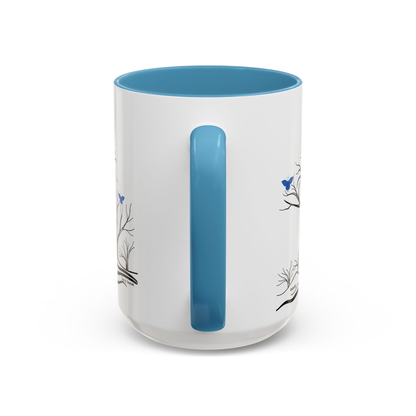 "Relaxing", IMAGINE™ Series, Hand-Drawn Art Print, White Ceramic Accent Mug—6 of 7 Butterfly Graces Collection—15 oz or 11 oz