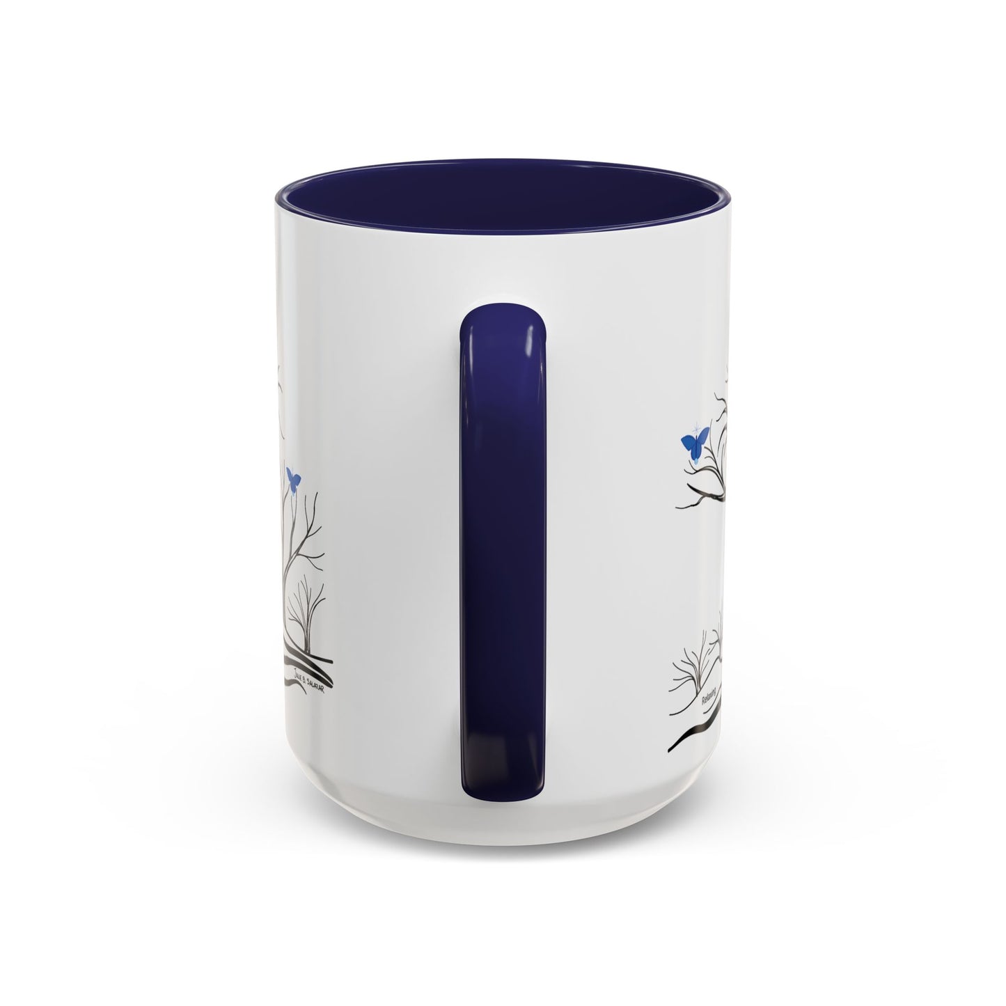 "Relaxing", IMAGINE™ Series, Hand-Drawn Art Print, White Ceramic Accent Mug—6 of 7 Butterfly Graces Collection—15 oz or 11 oz