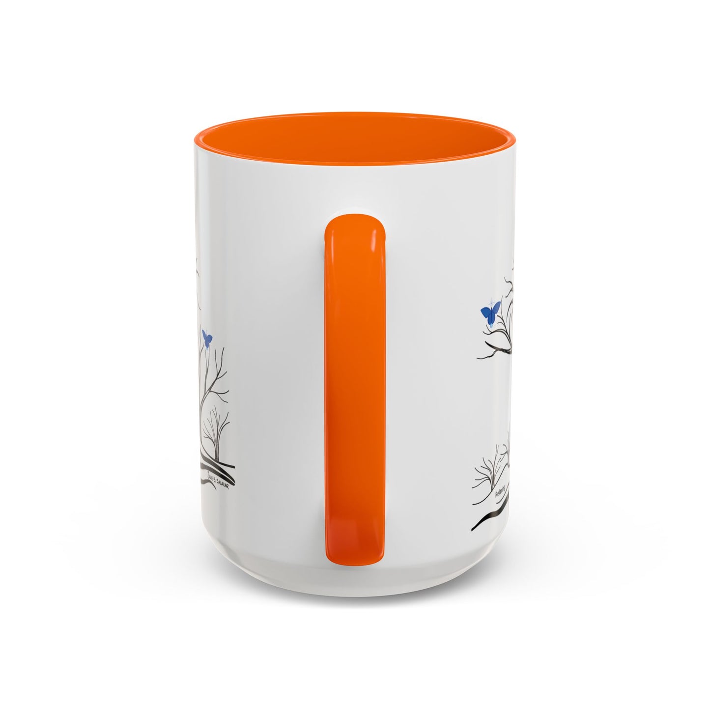 "Relaxing", IMAGINE™ Series, Hand-Drawn Art Print, White Ceramic Accent Mug—6 of 7 Butterfly Graces Collection—15 oz or 11 oz