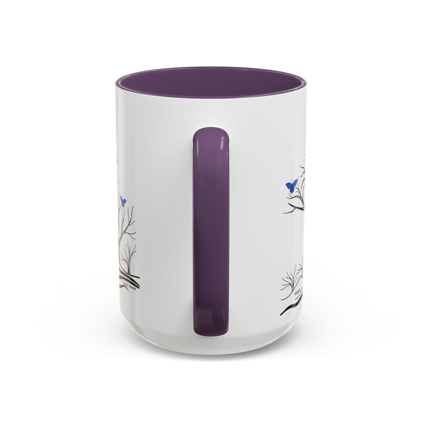 "Relaxing", IMAGINE™ Series, Hand-Drawn Art Print, White Ceramic Accent Mug—6 of 7 Butterfly Graces Collection—15 oz or 11 oz