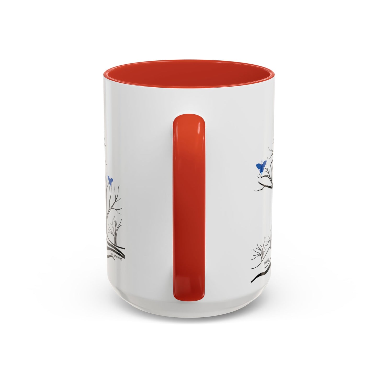 "Relaxing", IMAGINE™ Series, Hand-Drawn Art Print, White Ceramic Accent Mug—6 of 7 Butterfly Graces Collection—15 oz or 11 oz